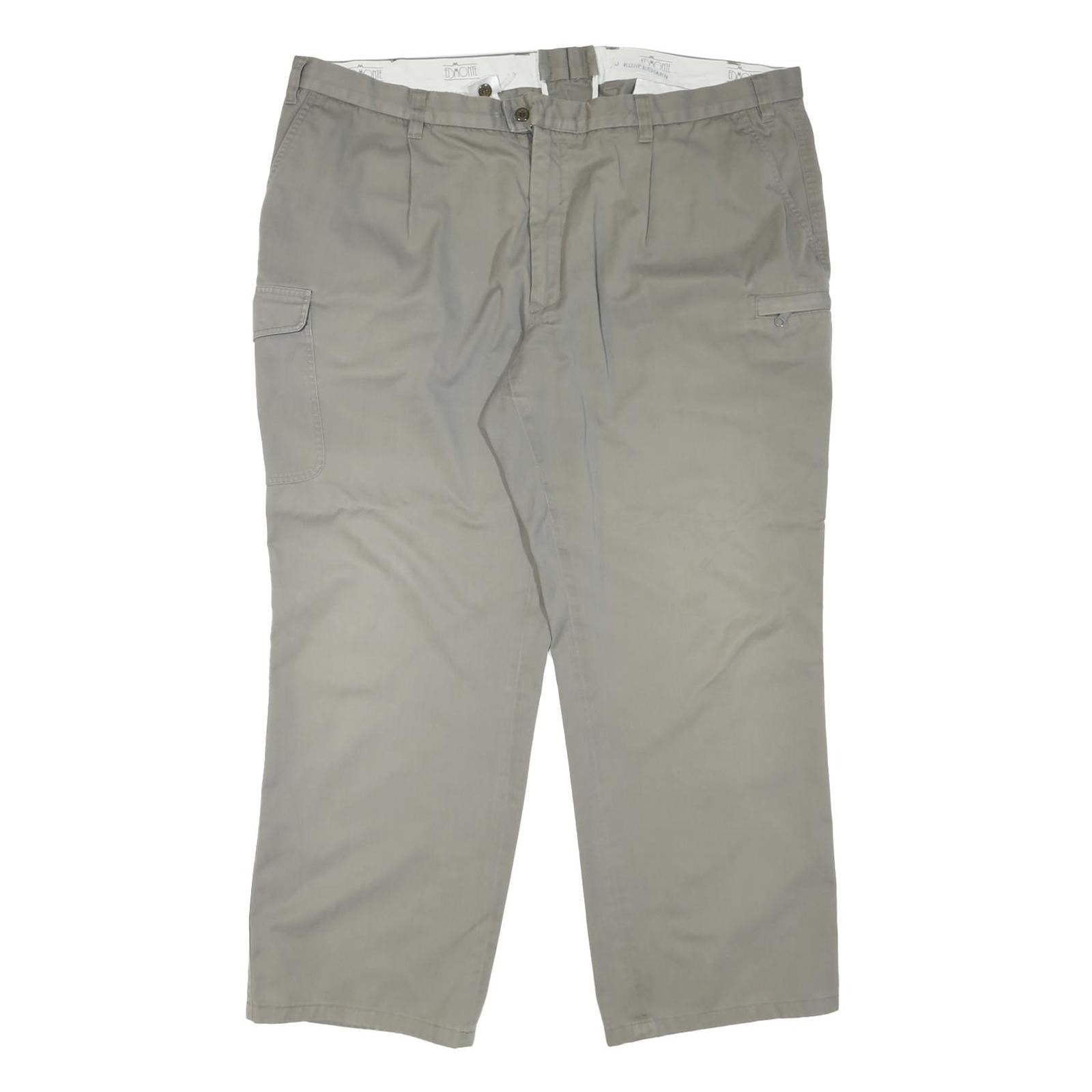 EDMONTE Mens Cotton Blend Beige Regular Fit Straight Leg Trousers W44 L30 Zip Refurbished - N/A refurbished available on Cerqular