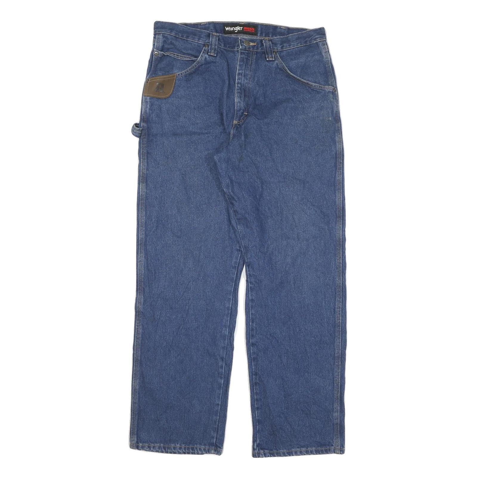 WRANGLER Mens Blue Regular Straight Denim Medium W33 L31 Zip Jeans Refurbished - N/A refurbished available on Cerqular