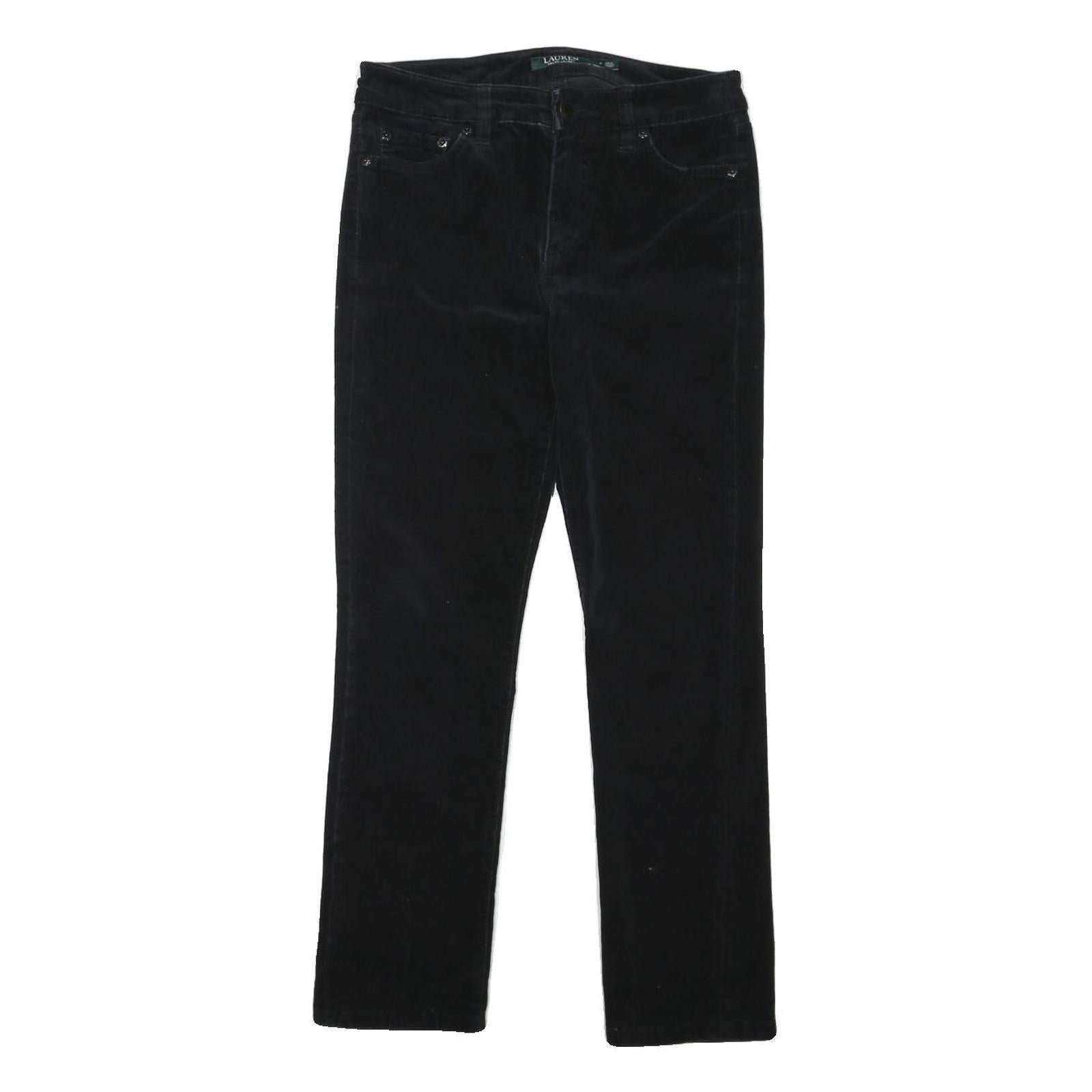 LAUREN RALPH LAUREN Womens Cotton Blend Black Regular Straight Trousers W30 L27 Refurbished - N/A refurbished available on Cerqular