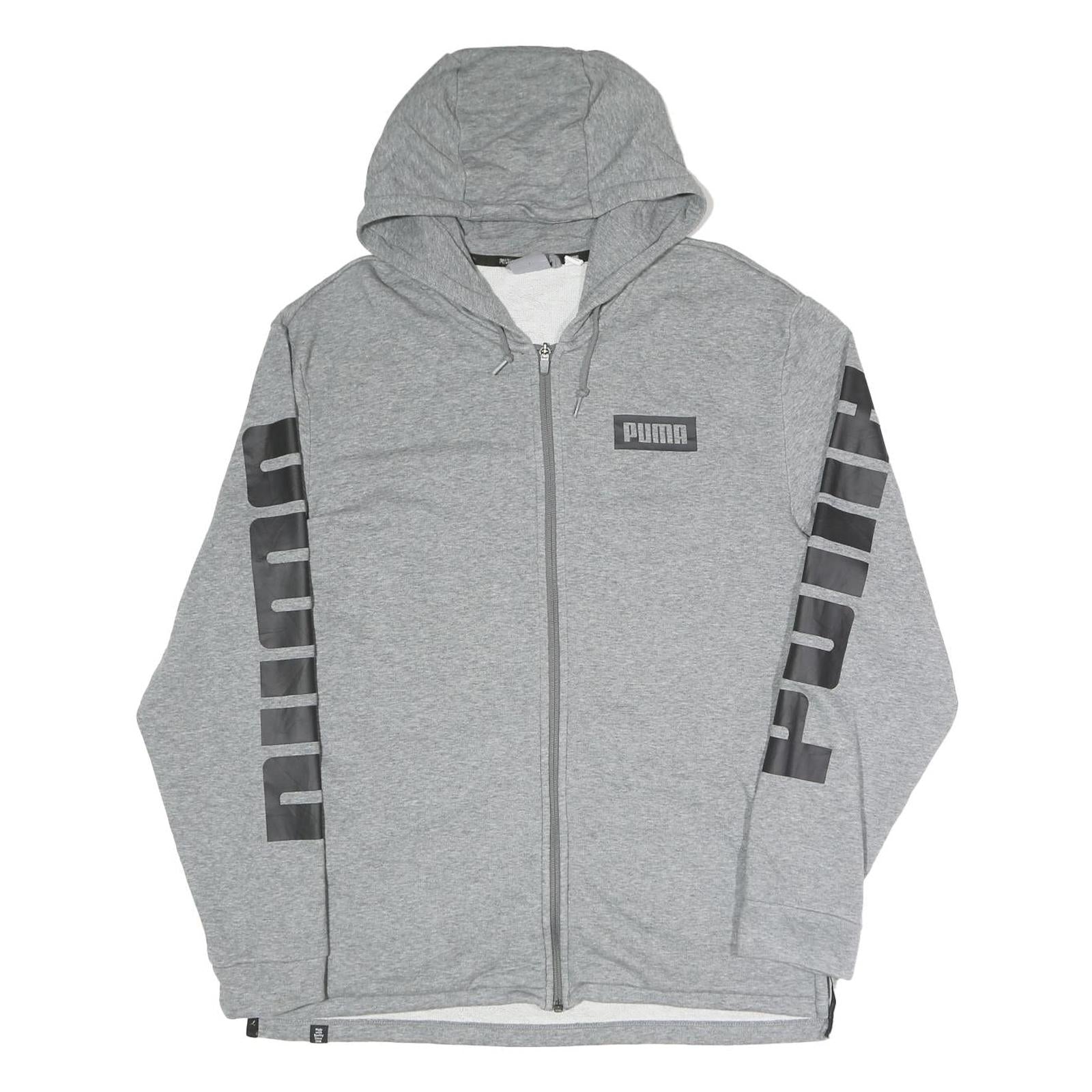 PUMA Mens Grey Zip Up Hoodie M Cotton Blend Branded Casual Hooded Refurbished - N/A refurbished available on Cerqular