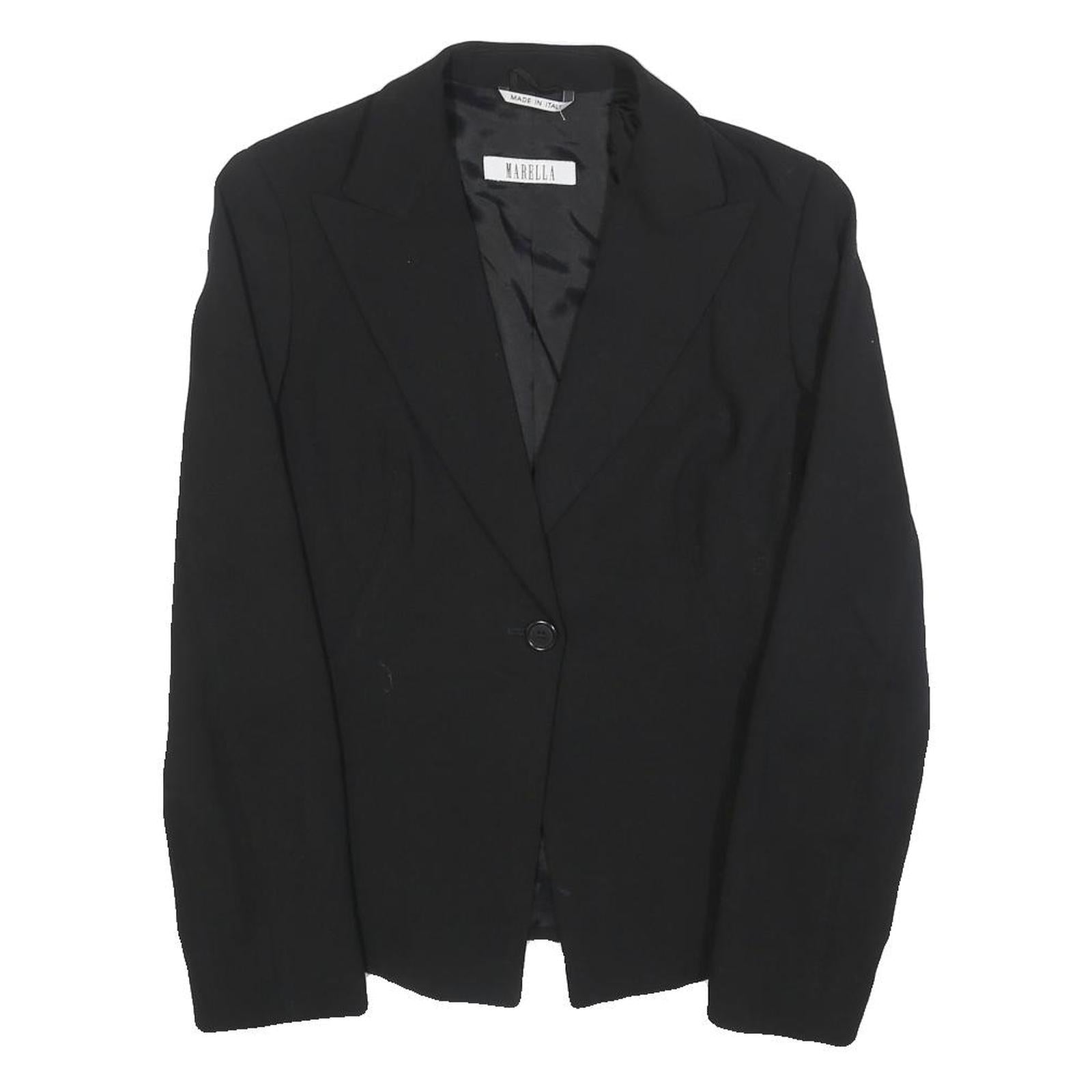 MARELLA Womens Black Wool Blend Blazer Jacket UK 10 Classic Tailored Button Refurbished - N/A refurbished available on Cerqular