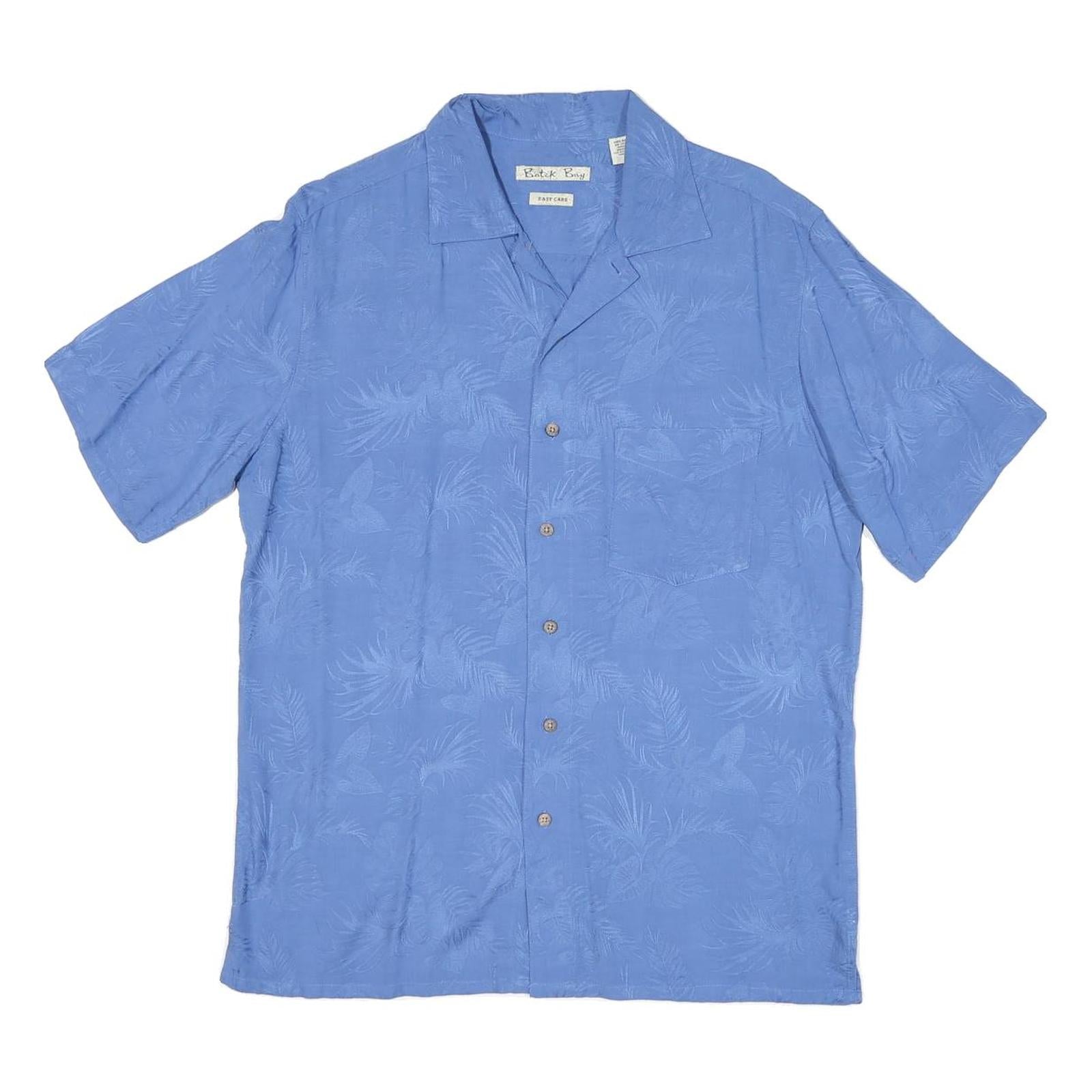 BATICK BAY Mens Blue Rayon Shirt M Palm Leaf Print Casual Short Sleeve Refurbished - N/A refurbished available on Cerqular