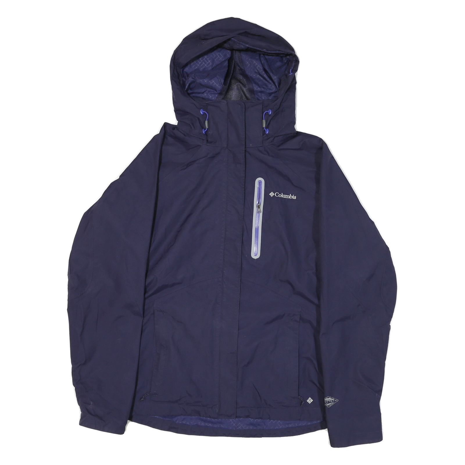 COLUMBIA Womens Navy Blue Outdoor Jacket M Polyester Blend Zip Hooded Plain Refurbished - N/A refurbished available on Cerqular