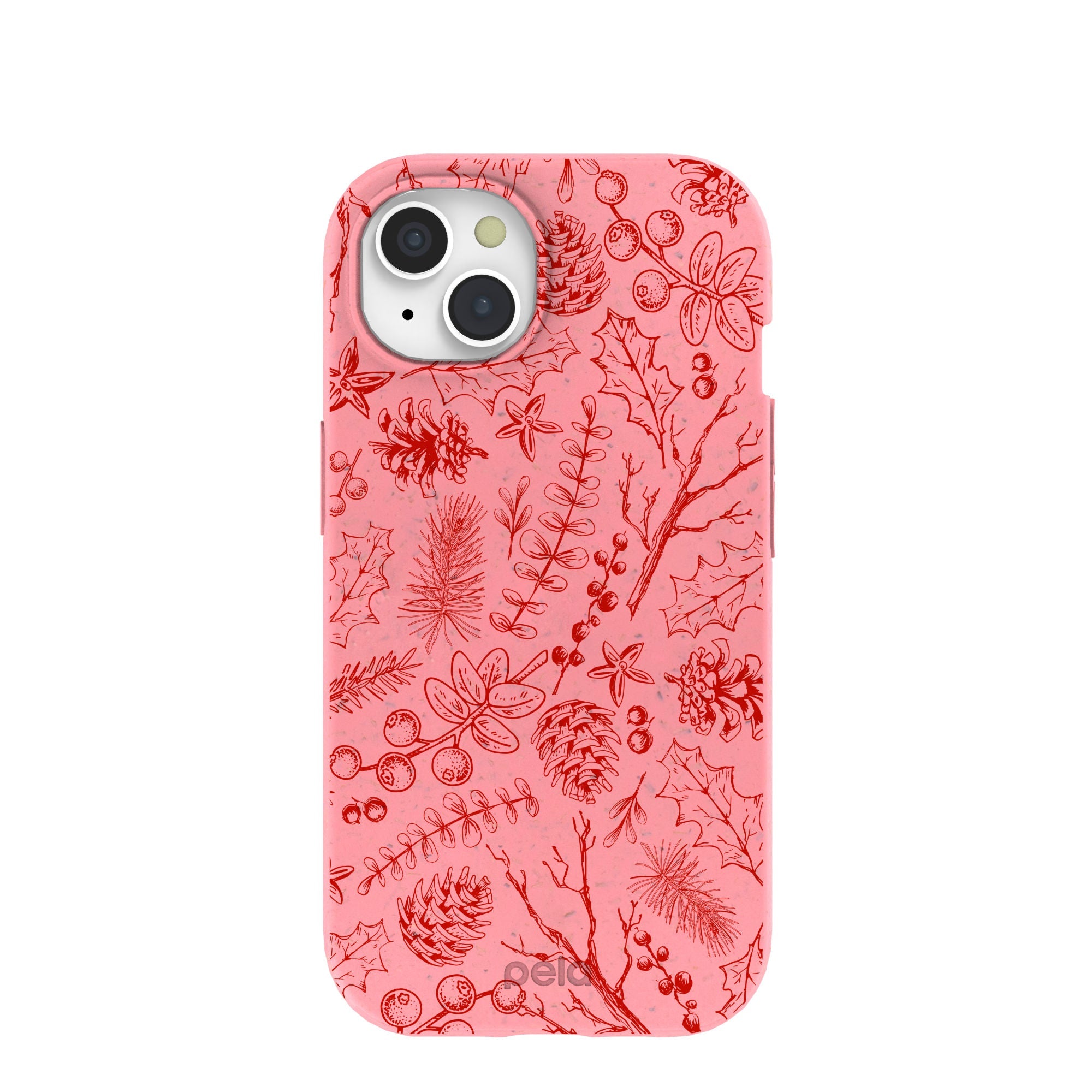 Bubblegum Pink Festive Forest iPhone 15 Case Refurbished - Pela Case refurbished available on Cerqular
