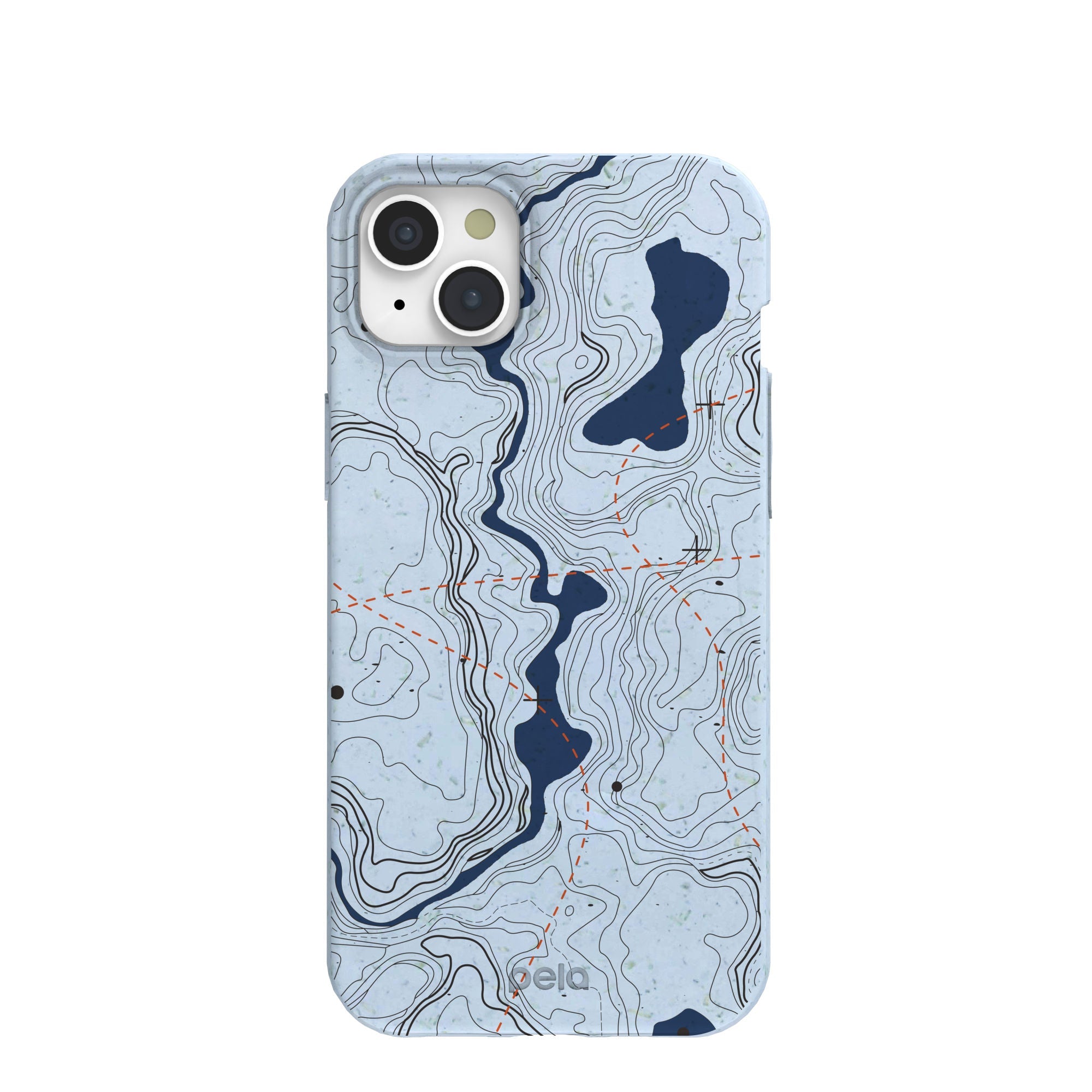 Powder Blue Contour Lines iPhone 15 Plus Case Refurbished - Pela Case refurbished available on Cerqular