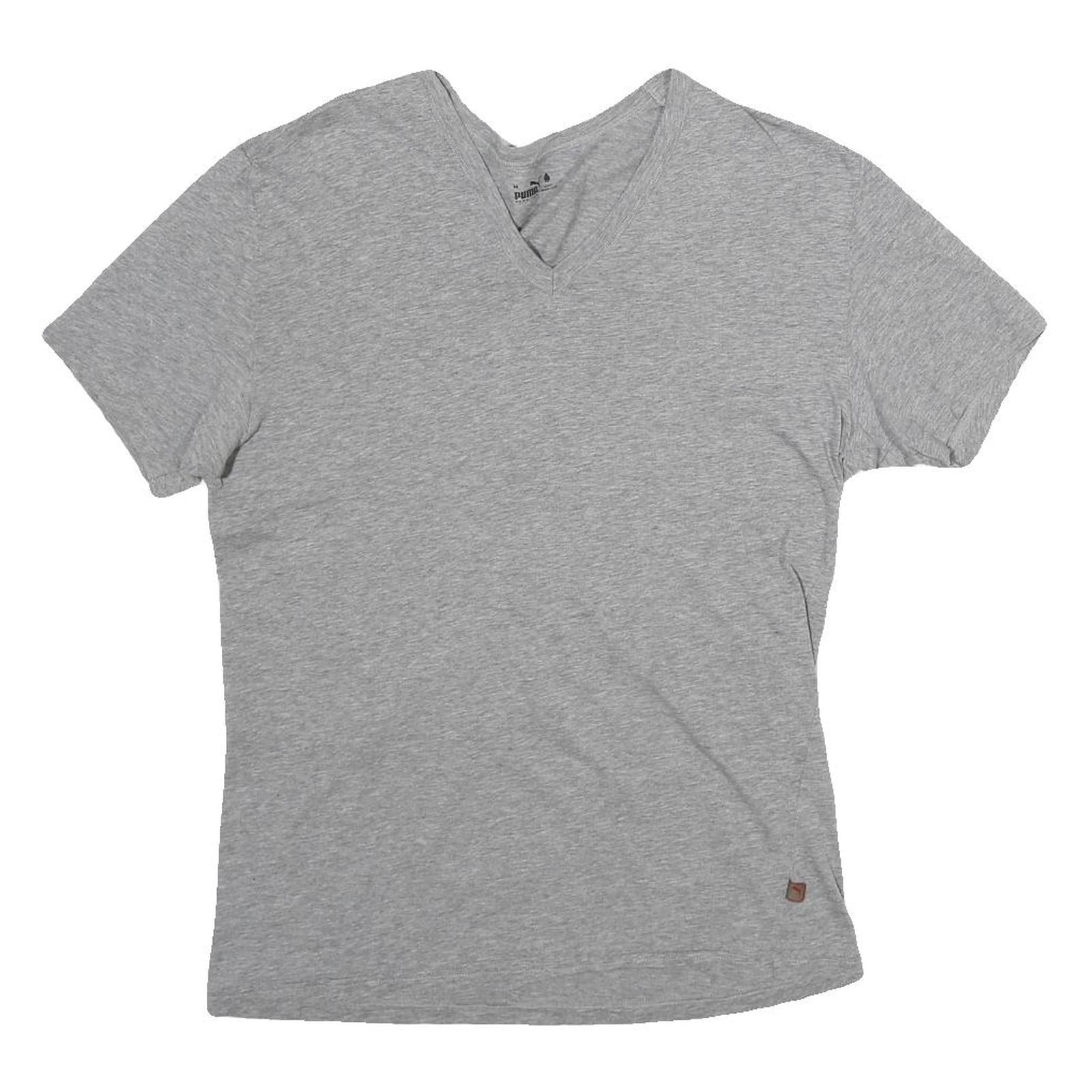 PUMA Womens Grey Cotton Blend V-Neck Short Sleeve T-Shirt M Casual Basic Refurbished - N/A refurbished available on Cerqular