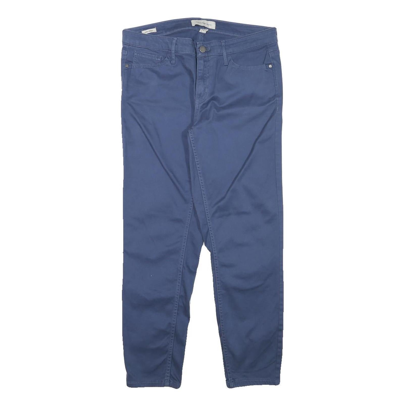 CALVIN KLEIN Womens Cotton Blend Blue Slim Skinny Trousers W29 L25 Stylish Fit Refurbished - N/A refurbished available on Cerqular