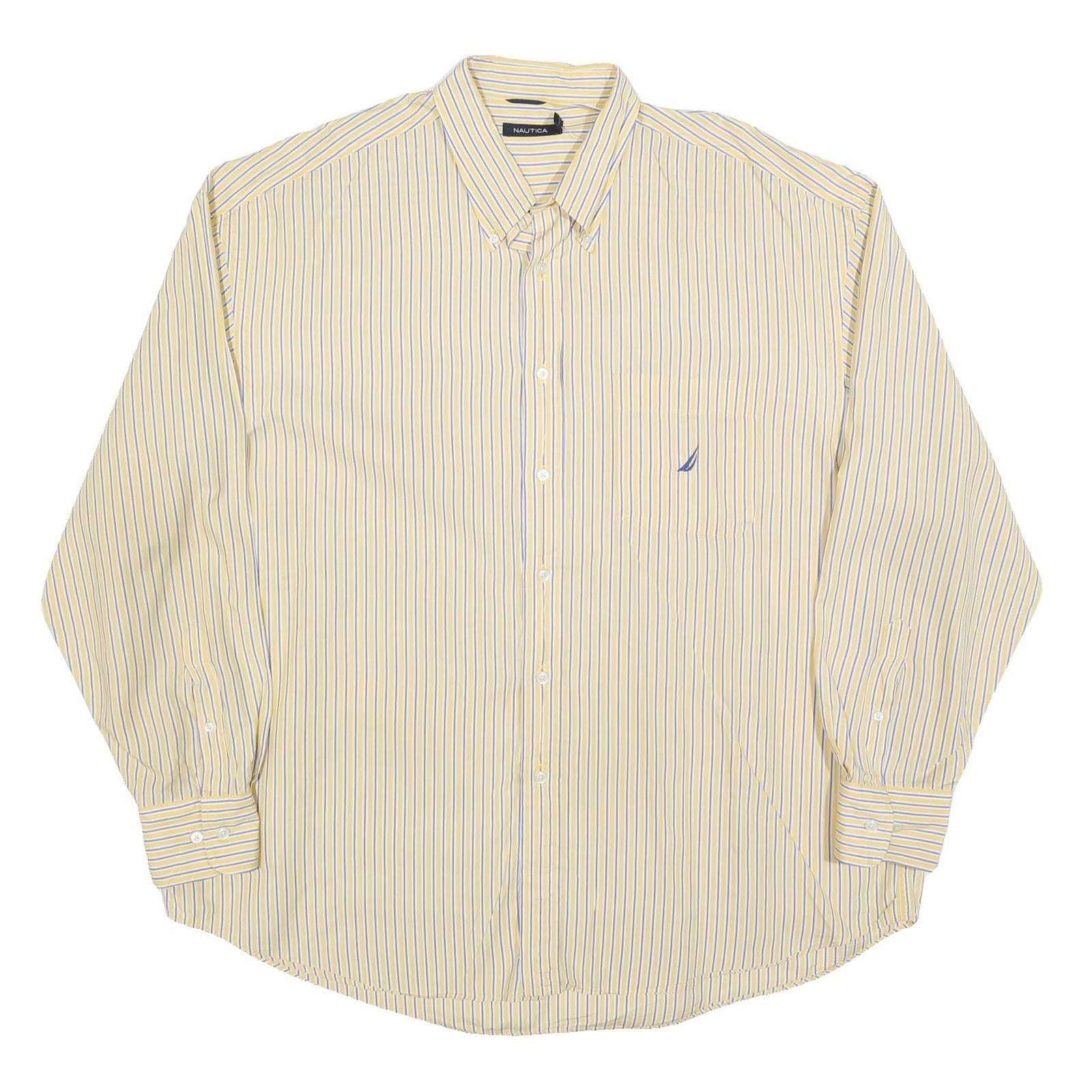 NAUTICA Mens Yellow & Blue Striped Cotton Blend 2XL Shirt Button-Down Collar Refurbished - N/A refurbished available on Cerqular