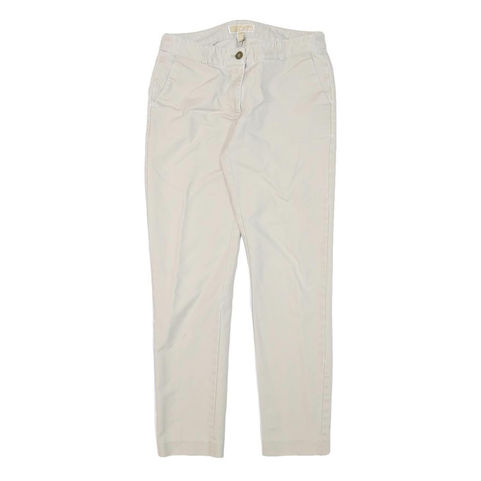 MICHAEL KORS Womens Slim White Cotton Blend Trousers W28 L28 Zip Casual Refurbished - N/A refurbished available on Cerqular