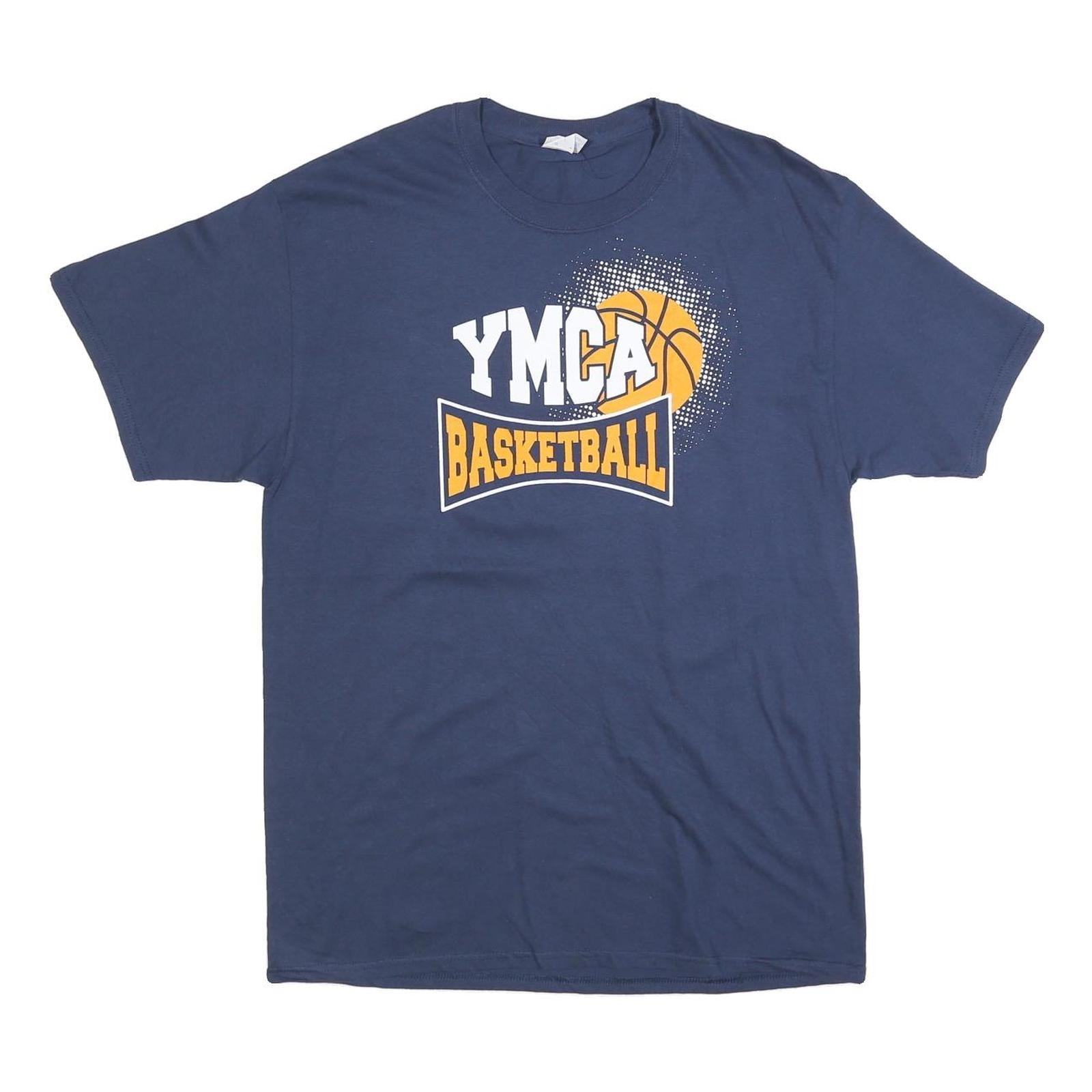 PORT & COMPANY Mens Blue YMCA Basketball Graphic T-Shirt L Short Sleeve Crew Refurbished - N/A refurbished available on Cerqular