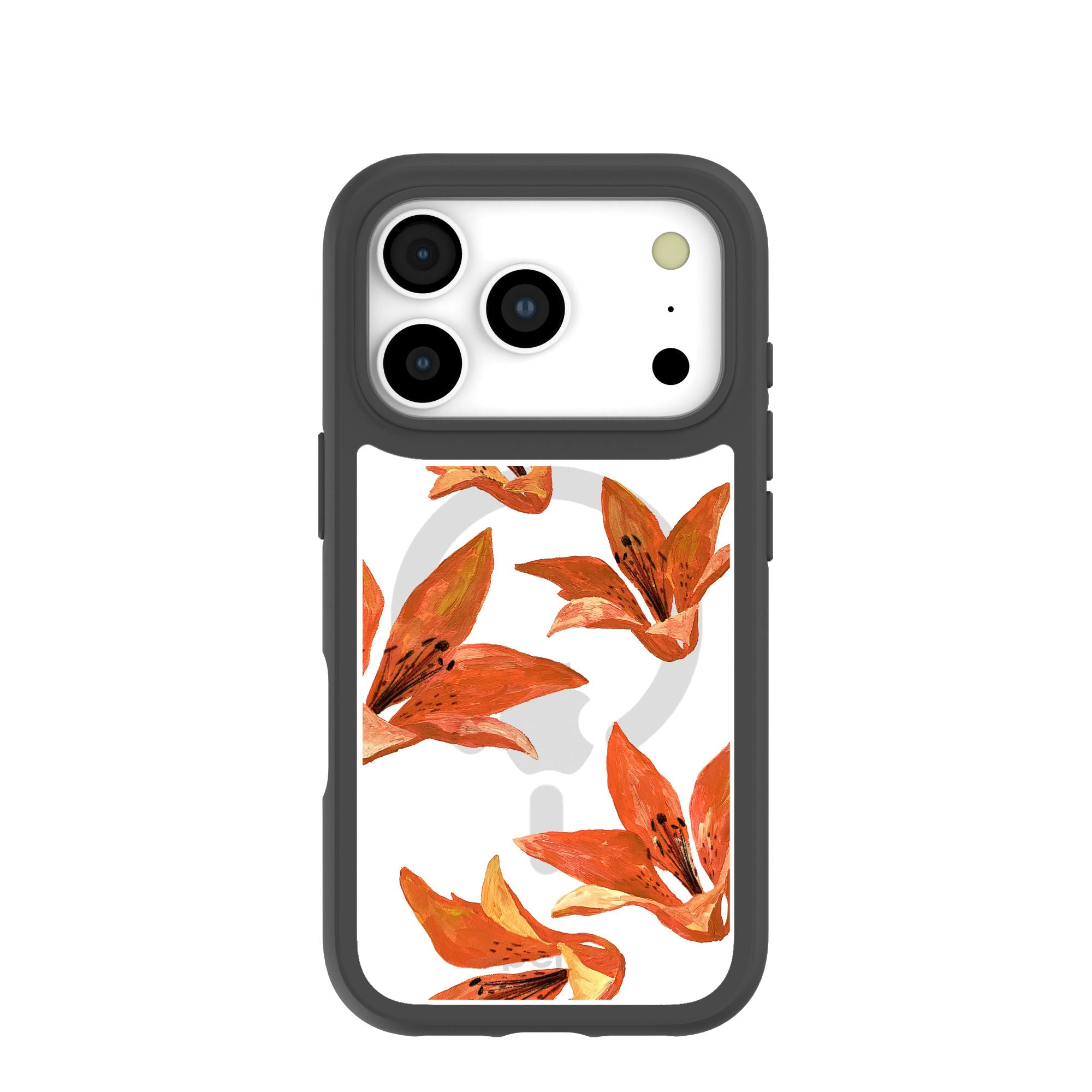 Clear Tiger Lily iPhone 17 Pro Case With Noir Ridge (MagSafe included) Refurbished - Pela Case refurbished available on Cerqular
