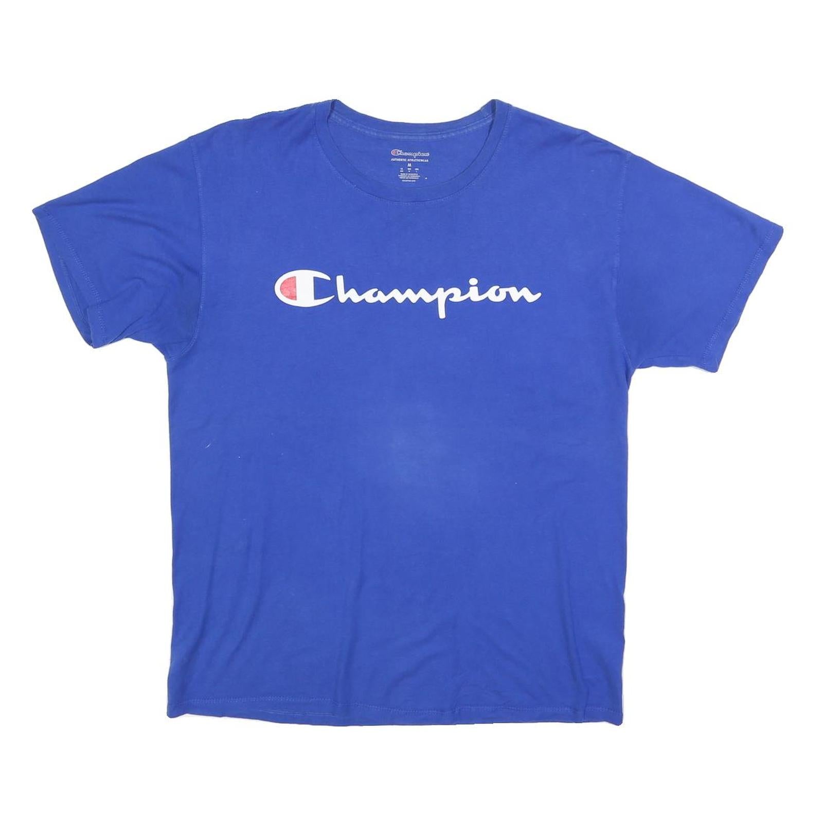 CHAMPION Mens Blue Graphic T-Shirt M Short Sleeve Crew Neck Cotton Blend Refurbished - N/A refurbished available on Cerqular