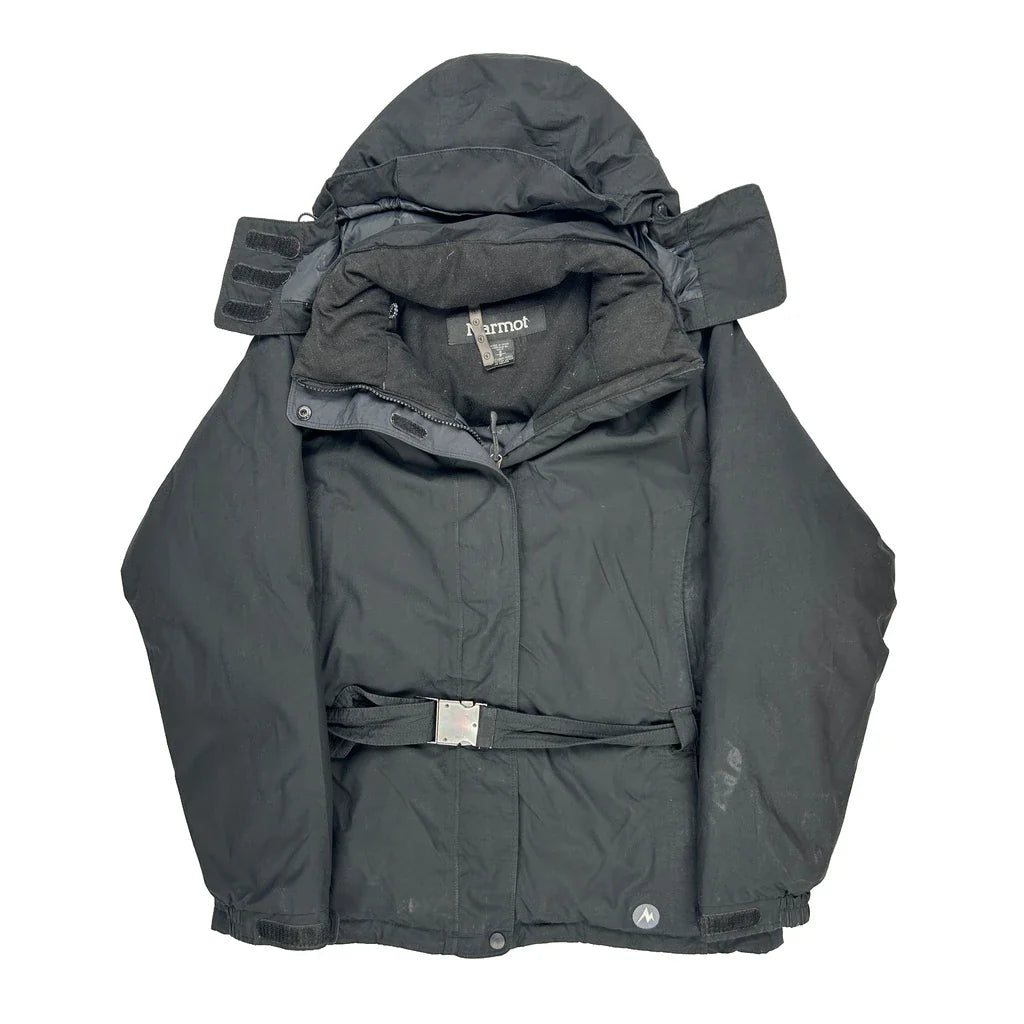 Marmot Ski Jacket - Small Black Polyester Refurbished - Thrifted (note: this is a term often used to describe second- refurbished available on Cerqular