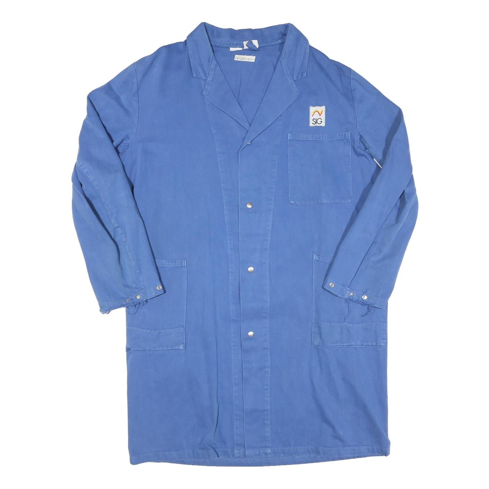 Mens Blue Workwear Button Jacket L Polyester Blend Plain Functional Coat Refurbished - N/A refurbished available on Cerqular