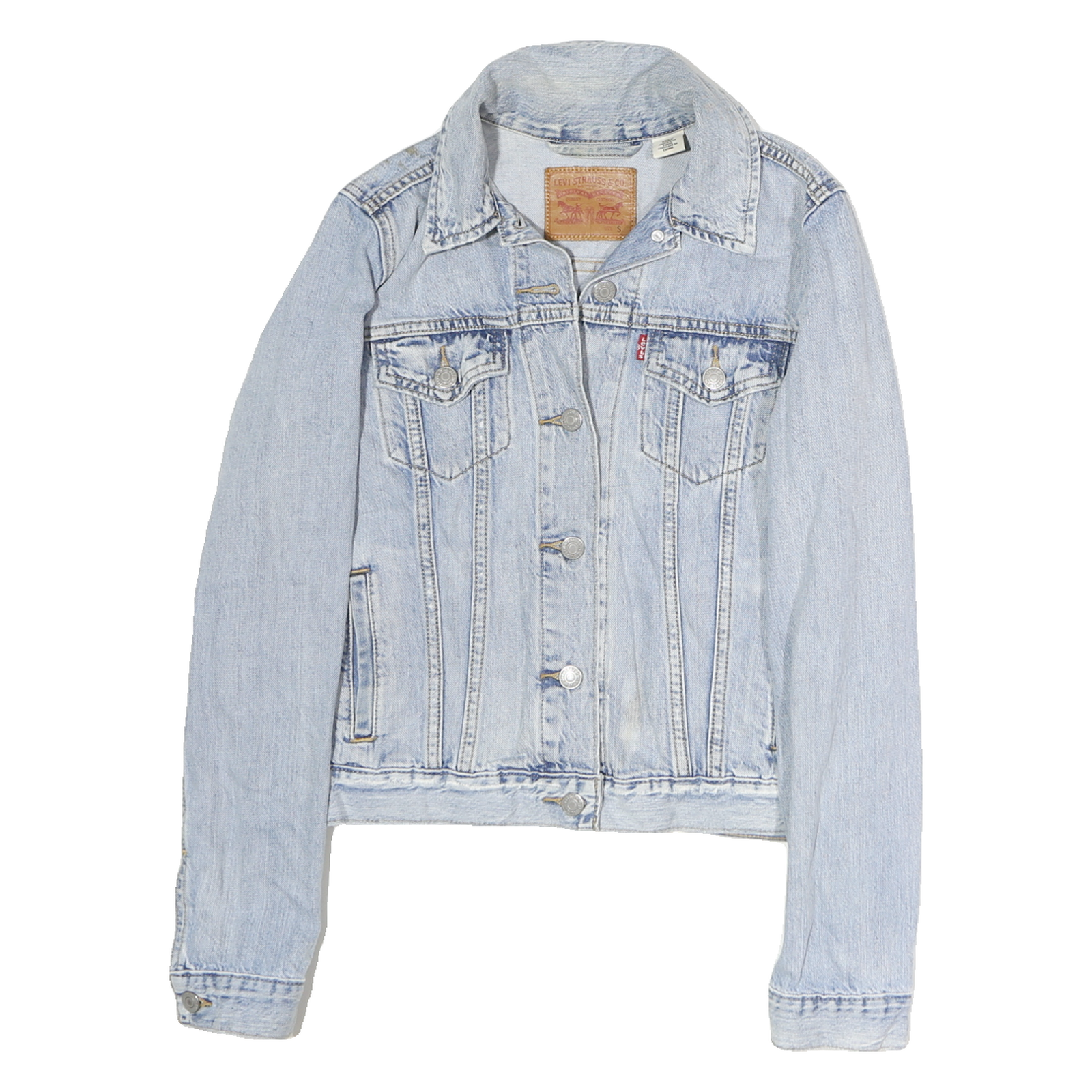 LEVI'S Womens Blue Denim Jacket S Cotton Button Closure Classic Fit Refurbished - N/A refurbished available on Cerqular