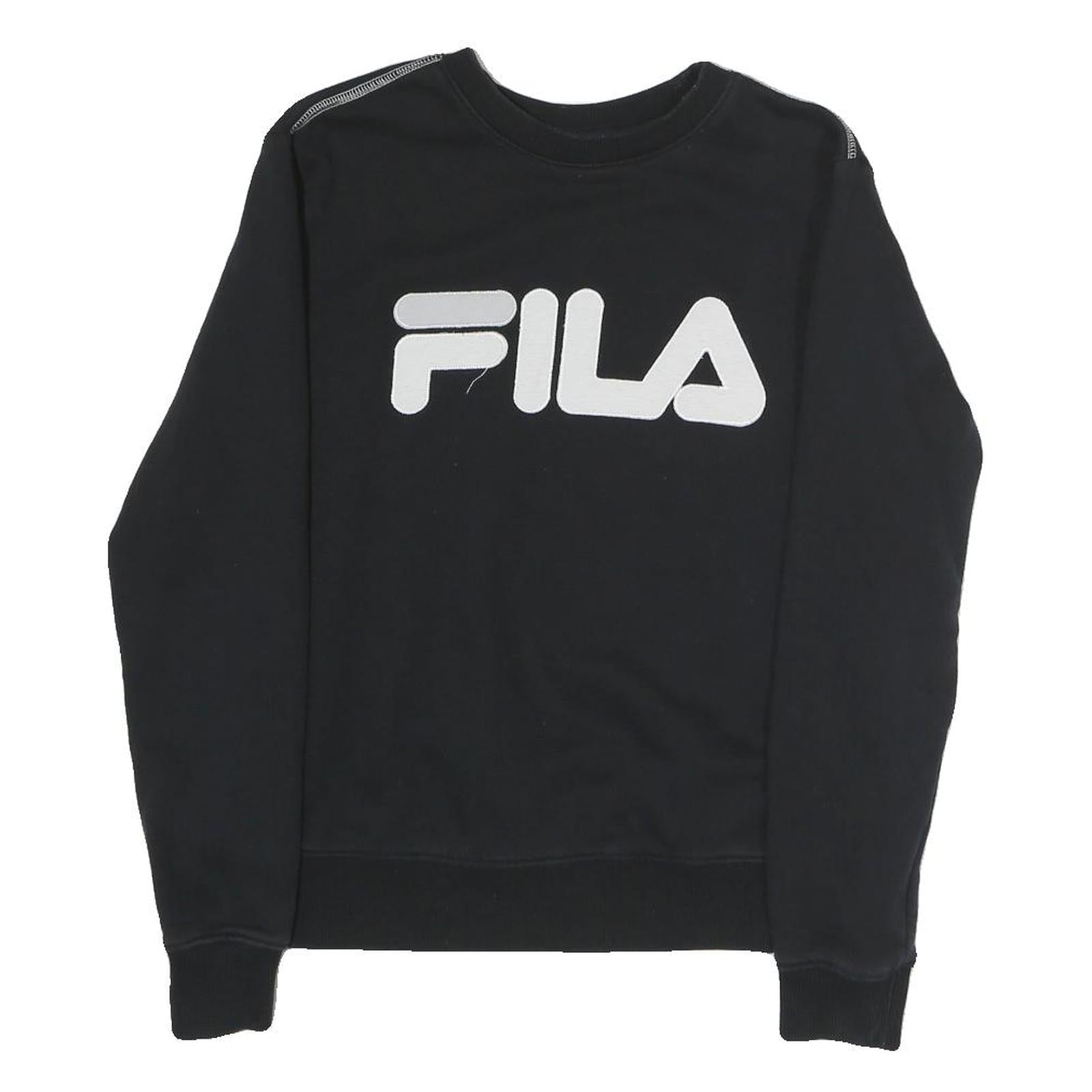 FILA Mens Black Sweatshirt Crew Neck S Logo Printed Cotton Blend Pullover Refurbished - N/A refurbished available on Cerqular
