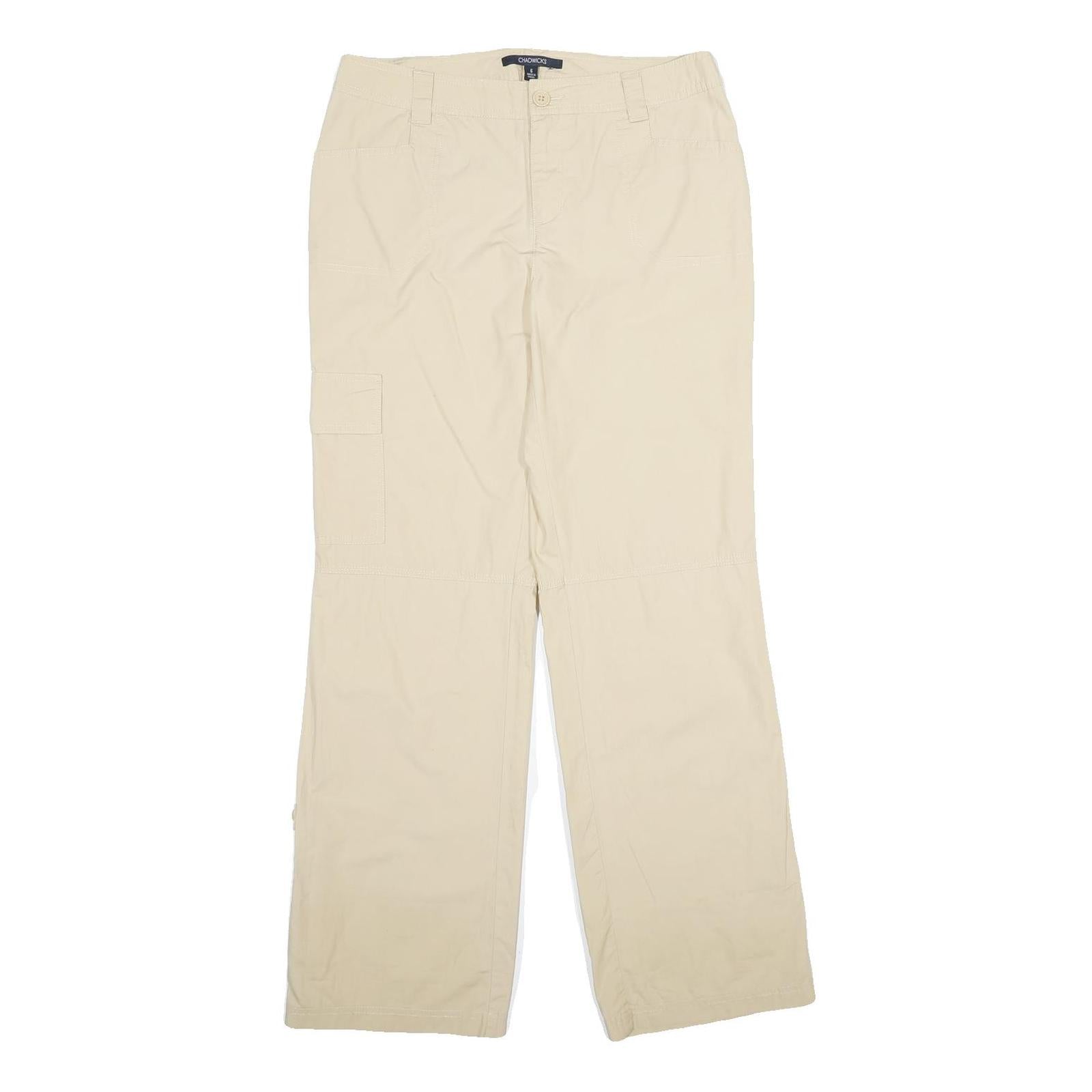 CHADWICKS Womens Cotton Beige Regular Trousers W32 L33 Cargo Pocket Zip Closure Refurbished - N/A refurbished available on Cerqular