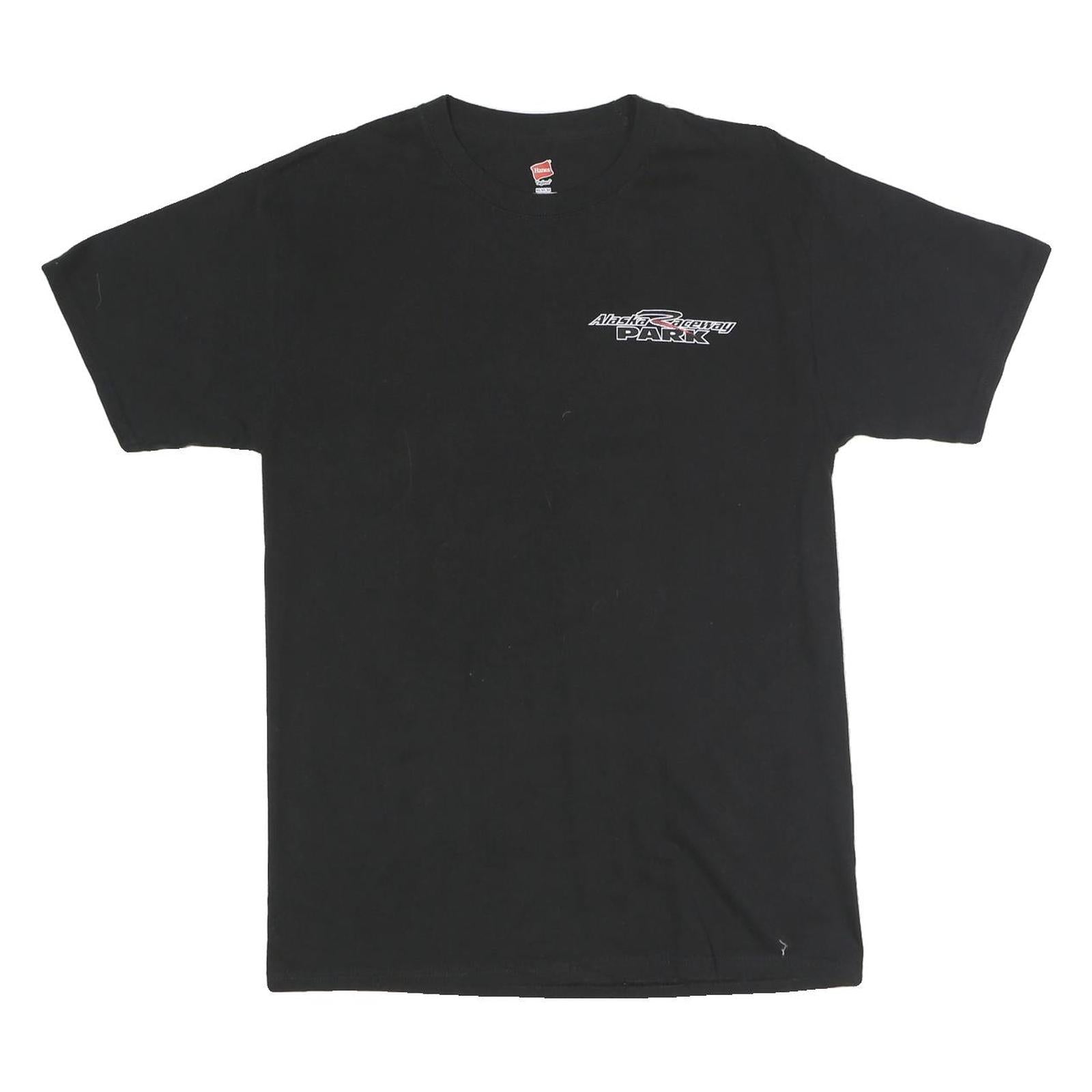 HANES Mens Black Alaska Raceway Park Graphic T-Shirt M Crew Neck Short Sleeve Refurbished - N/A refurbished available on Cerqular