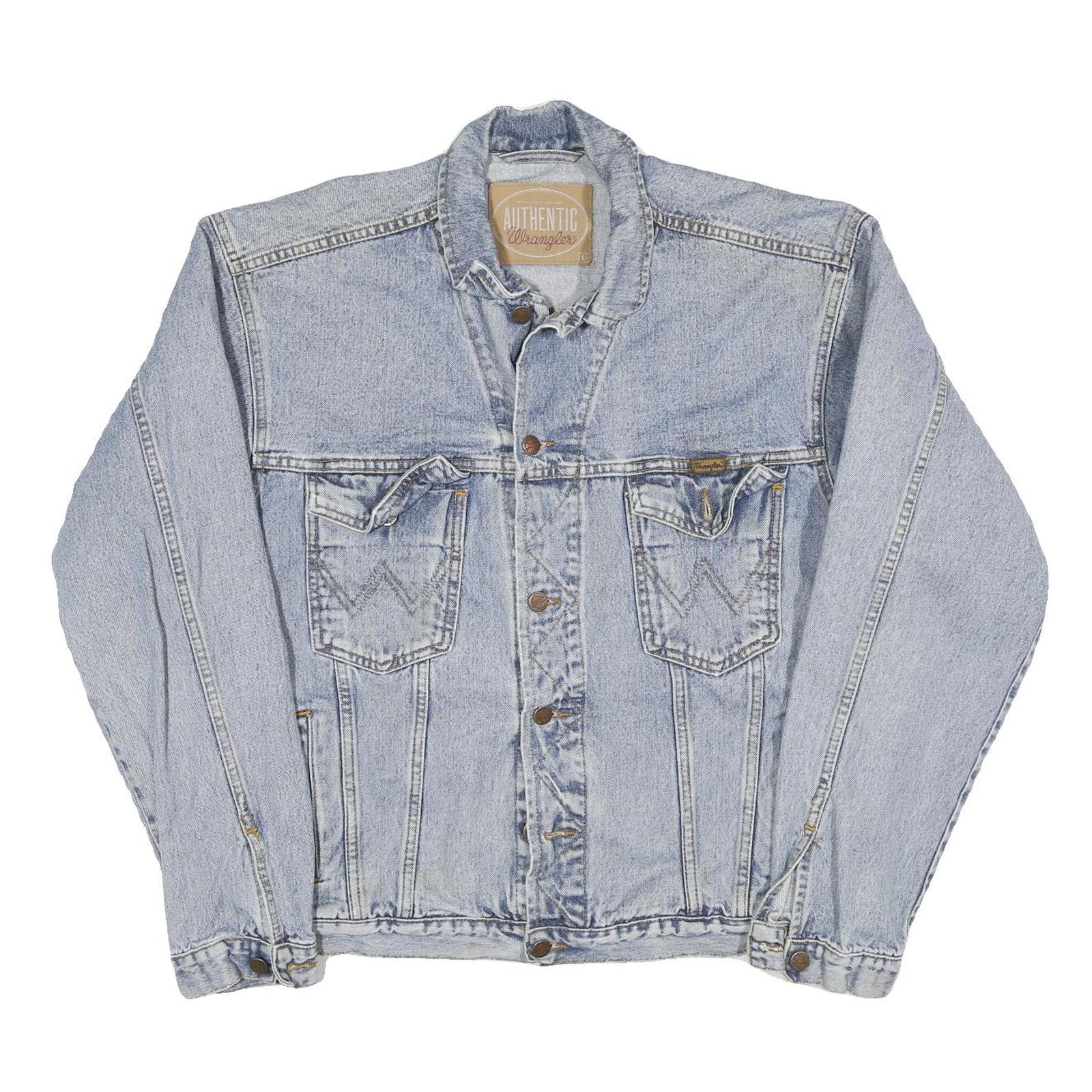 WRANGLER Mens Blue Denim Button Jacket L Cotton Blend Classic Fit Casual Refurbished - N/A refurbished available on Cerqular