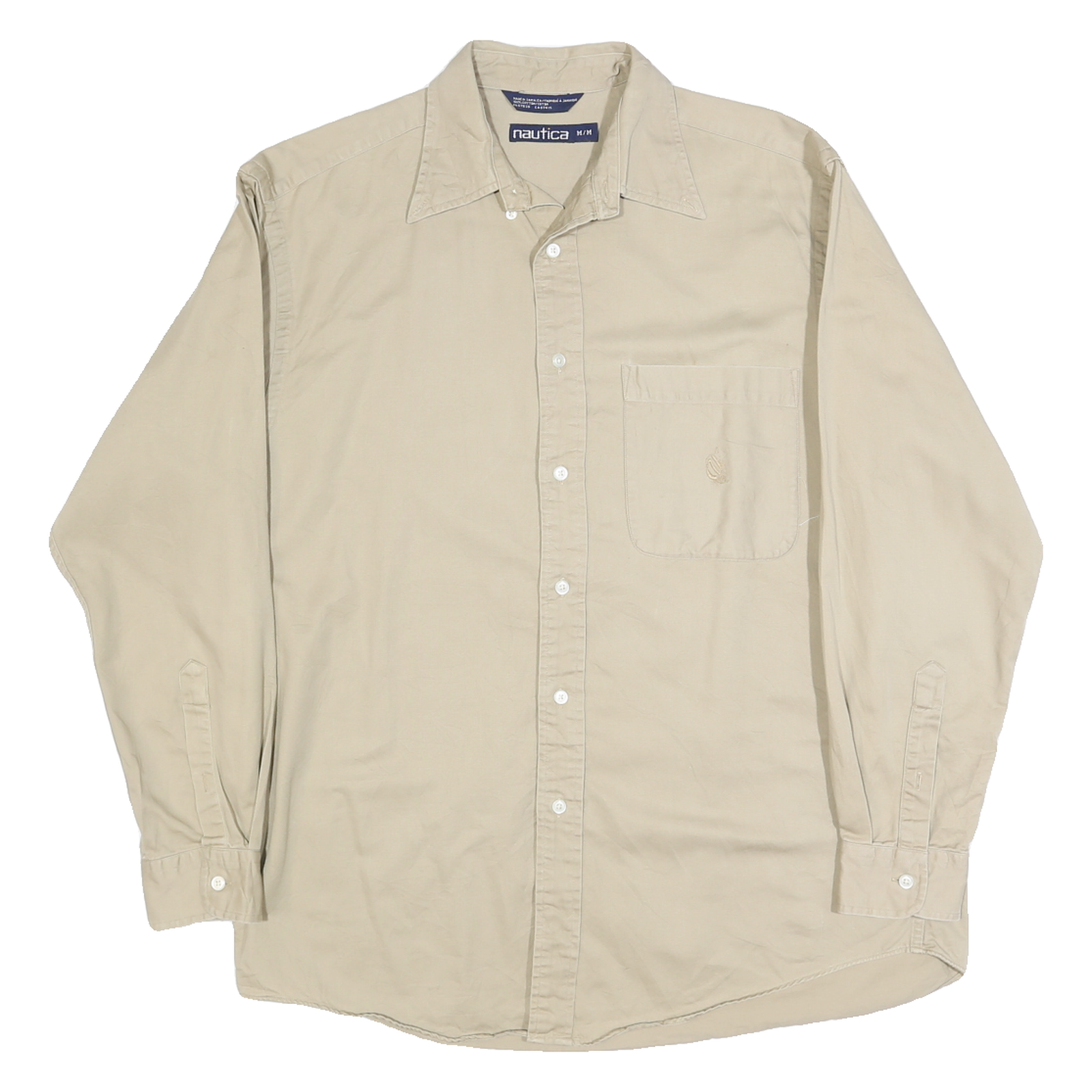NAUTICA Mens Beige Shirt M Classic Long Sleeve Cotton Button Shirt Refurbished - N/A refurbished available on Cerqular