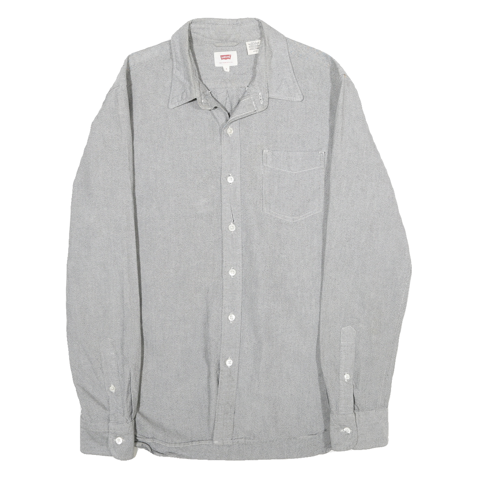 LEVI'S Mens Grey Shirt S Cotton Long Sleeve Button Front Casual Refurbished - N/A refurbished available on Cerqular