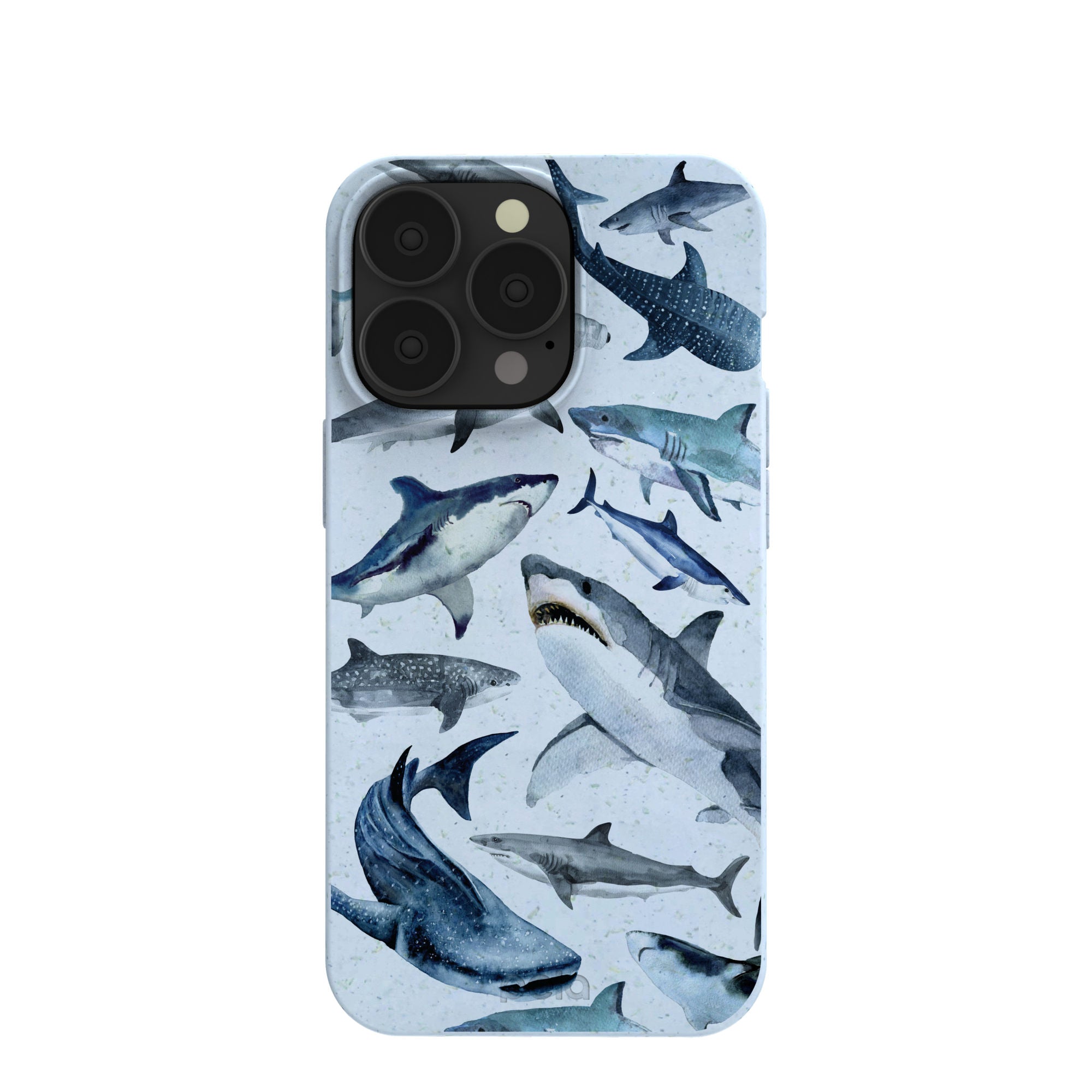 Powder Blue Sharks iPhone 13 Pro Case Refurbished - Pela Case refurbished available on Cerqular