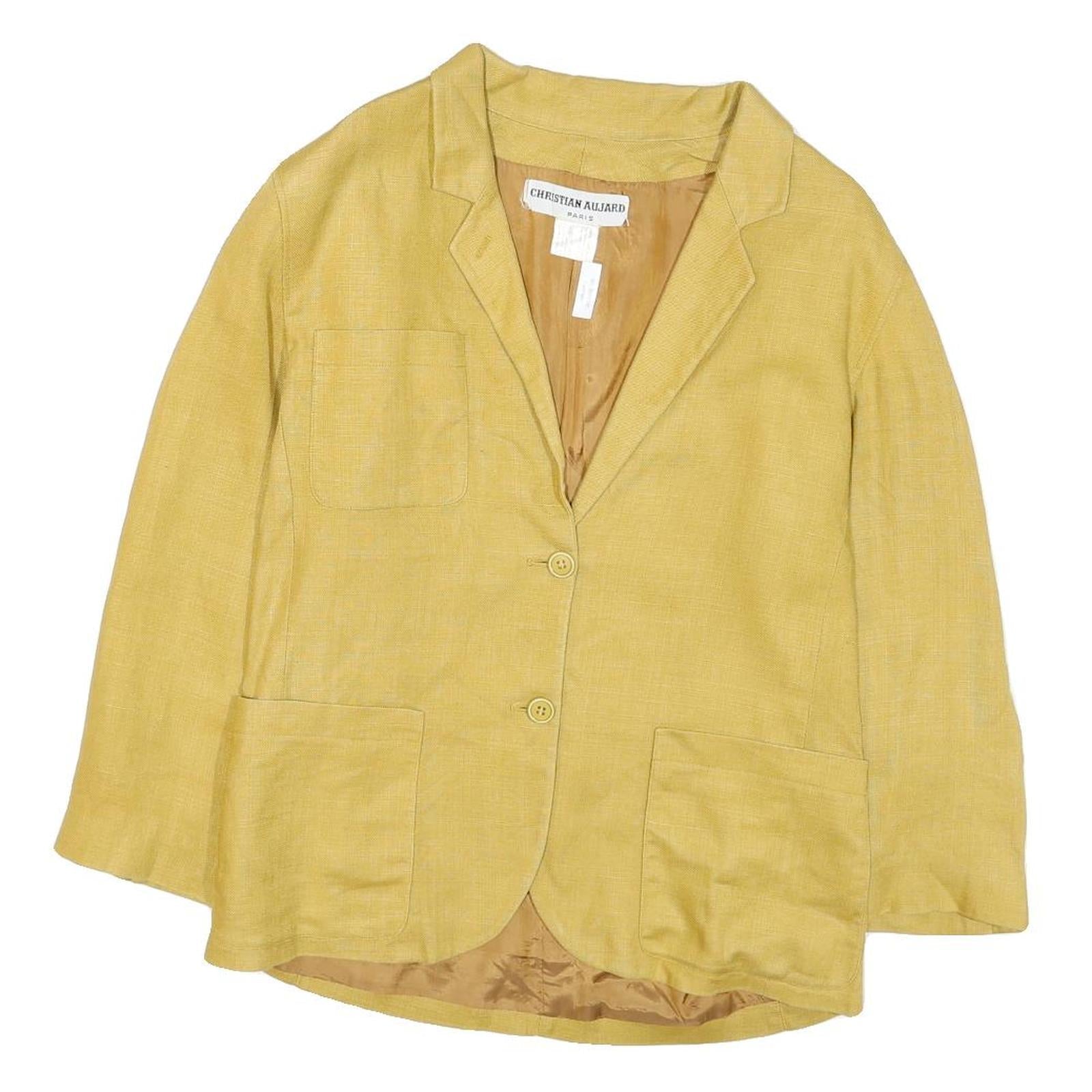CHRISTIAN AUJARD Womens Yellow Classic Jacket M Polyester Blend Button Plain Refurbished - N/A refurbished available on Cerqular