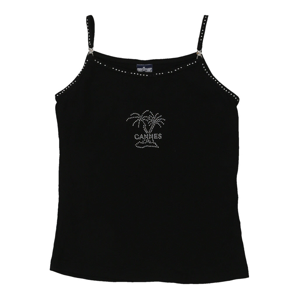 Cannes Spirit Of Cannes Cami Top - Large Black Cotton Refurbished - Thrifted (note: this is a term often used to describe second- refurbished available on Cerqular