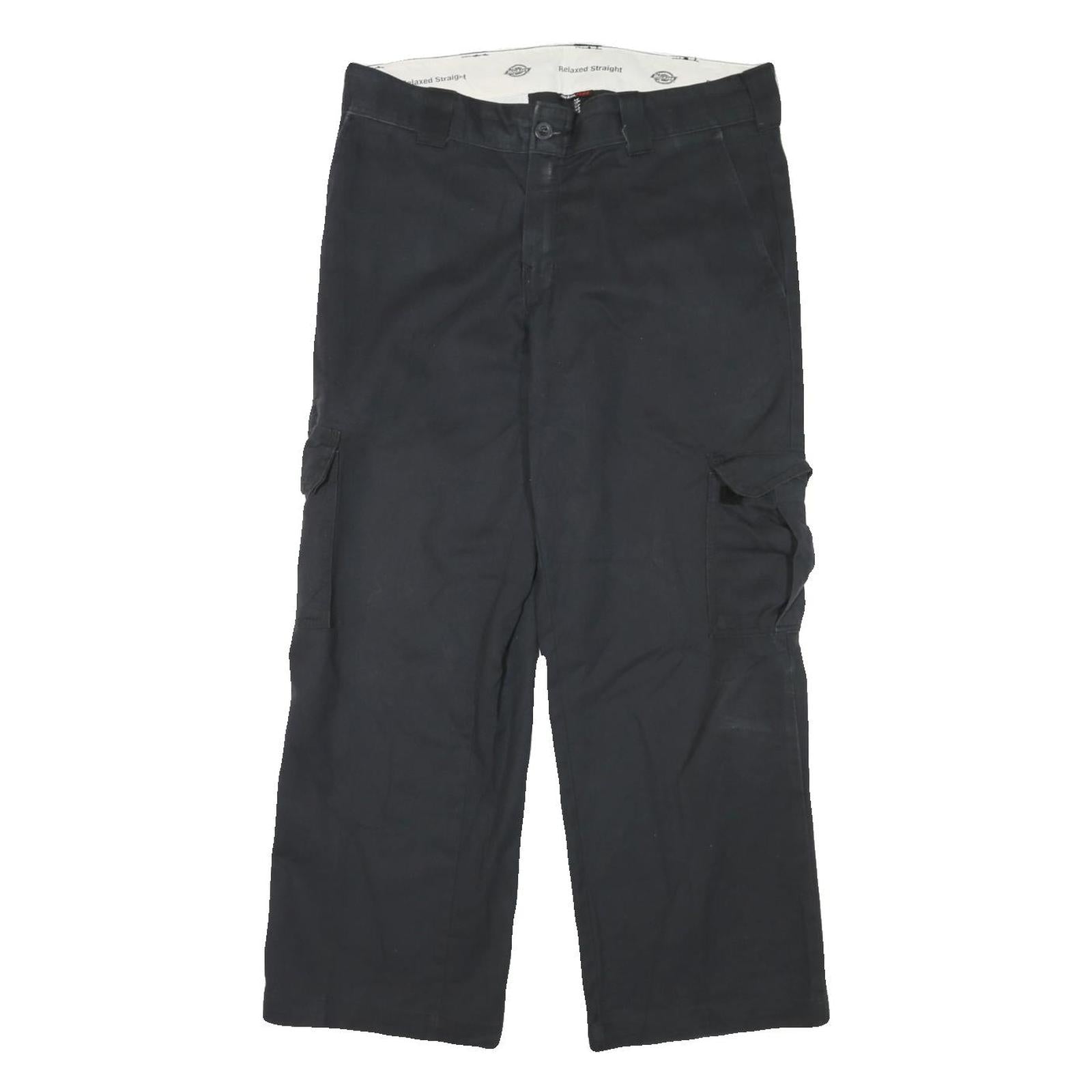 DICKIES Mens Cotton Blend Black Relaxed Cargo Trousers W34 L26 Workwear Zip Refurbished - N/A refurbished available on Cerqular