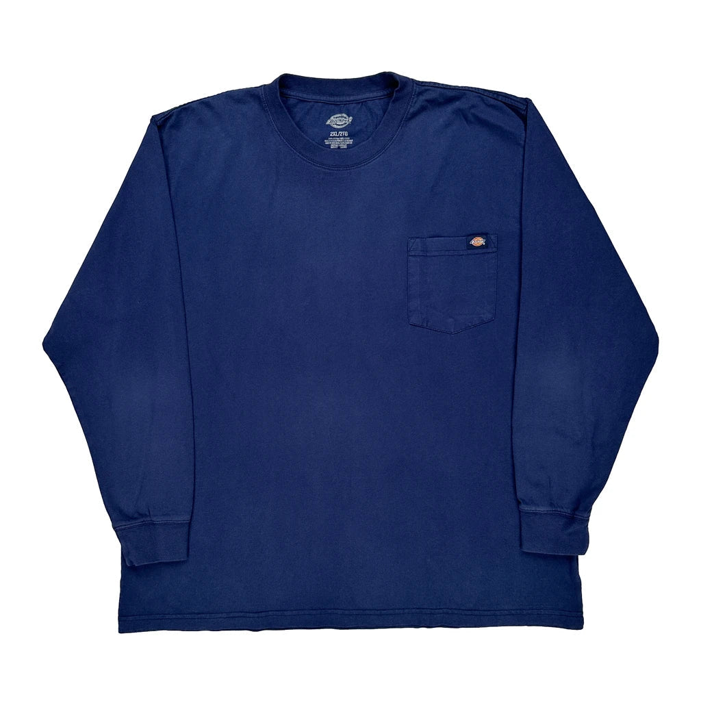 Dickies Long Sleeve T-Shirt - 2XL Blue Cotton Refurbished - Thrifted (note: this is a term often used to describe second- refurbished available on Cerqular