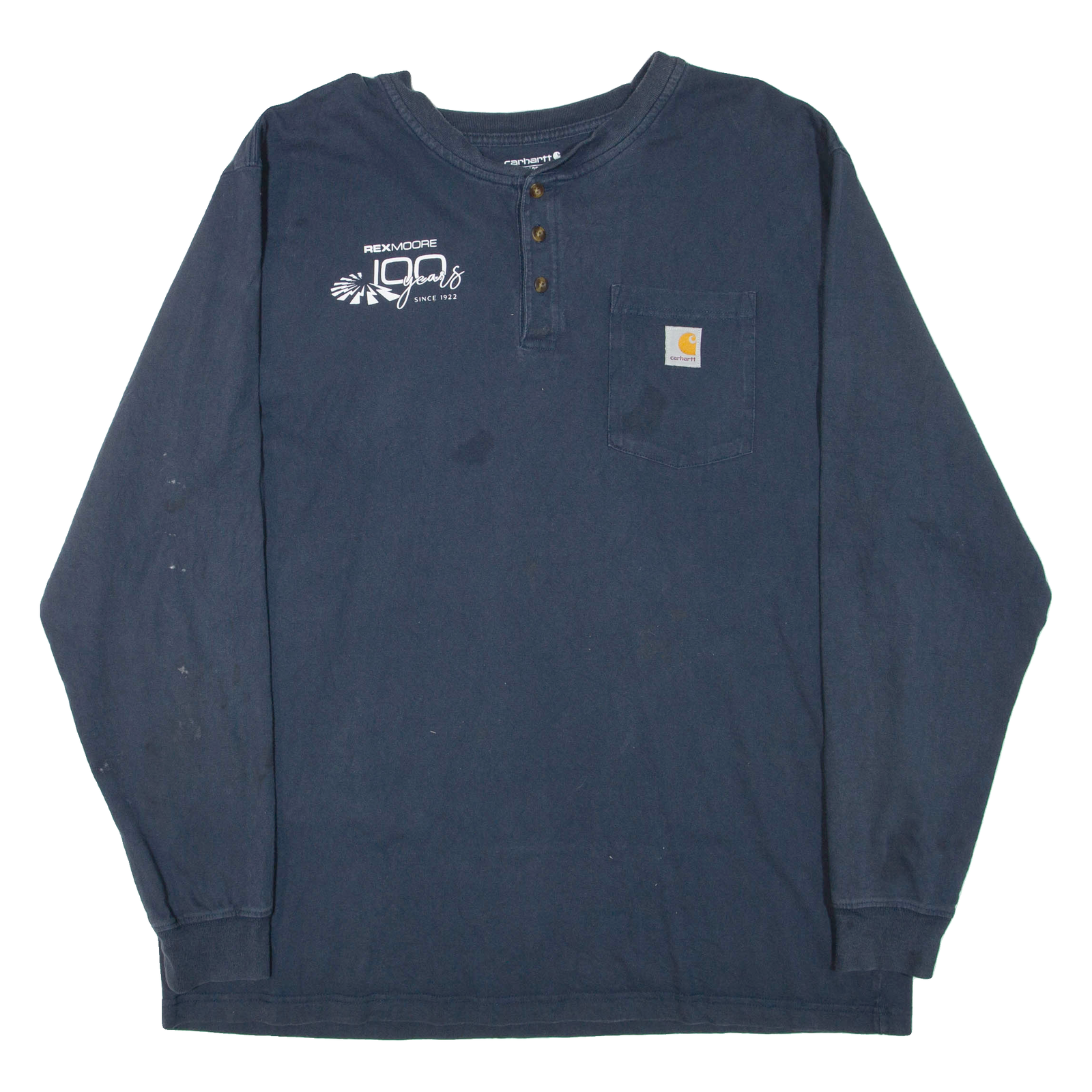 CARHARTT Loose Fit Mens T-Shirt Blue Long Sleeve Button Neck XL Refurbished - N/A refurbished available on Cerqular