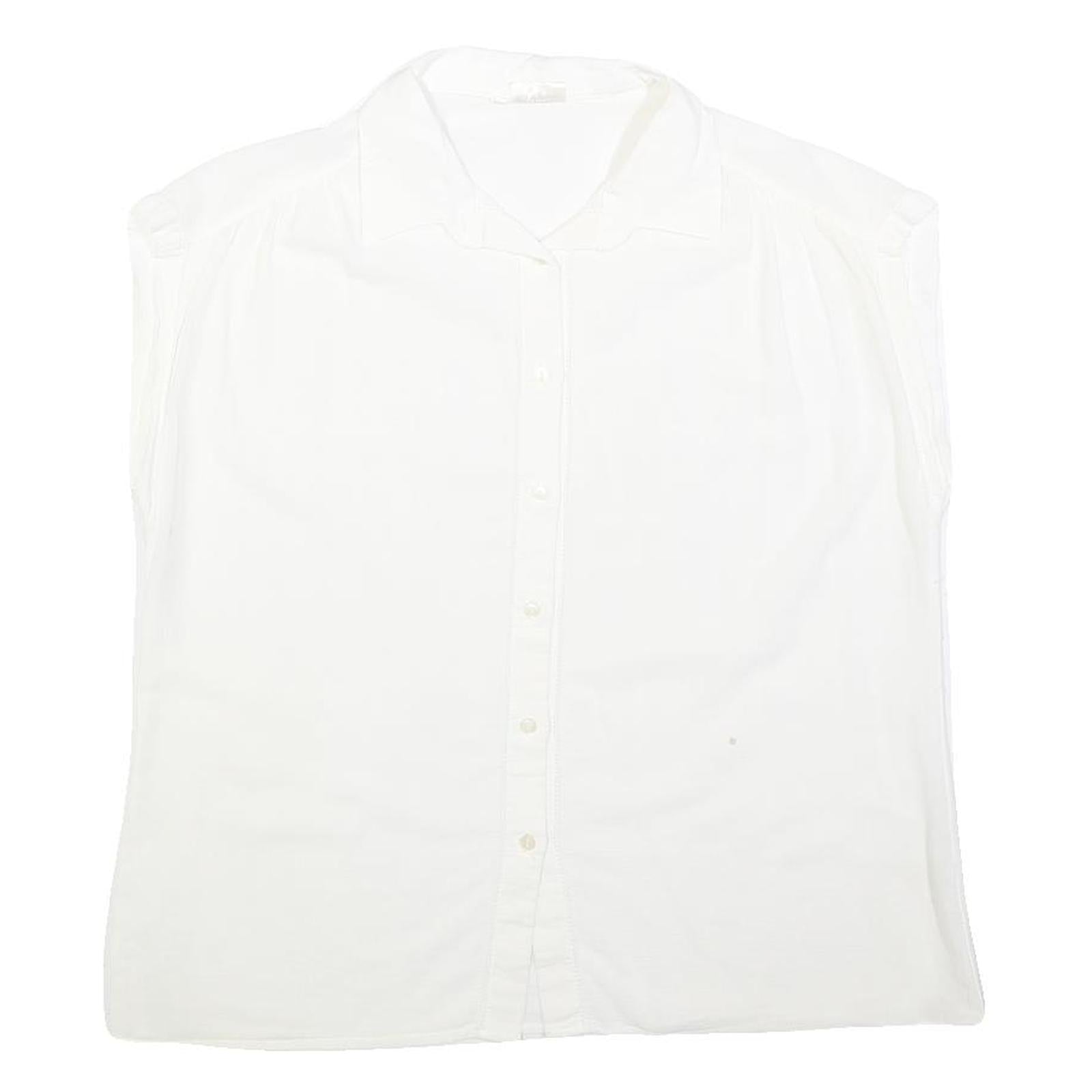 ACKERMAN Womens White Cotton Blend Sleeveless Button Neck Shirt M Casual Refurbished - N/A refurbished available on Cerqular