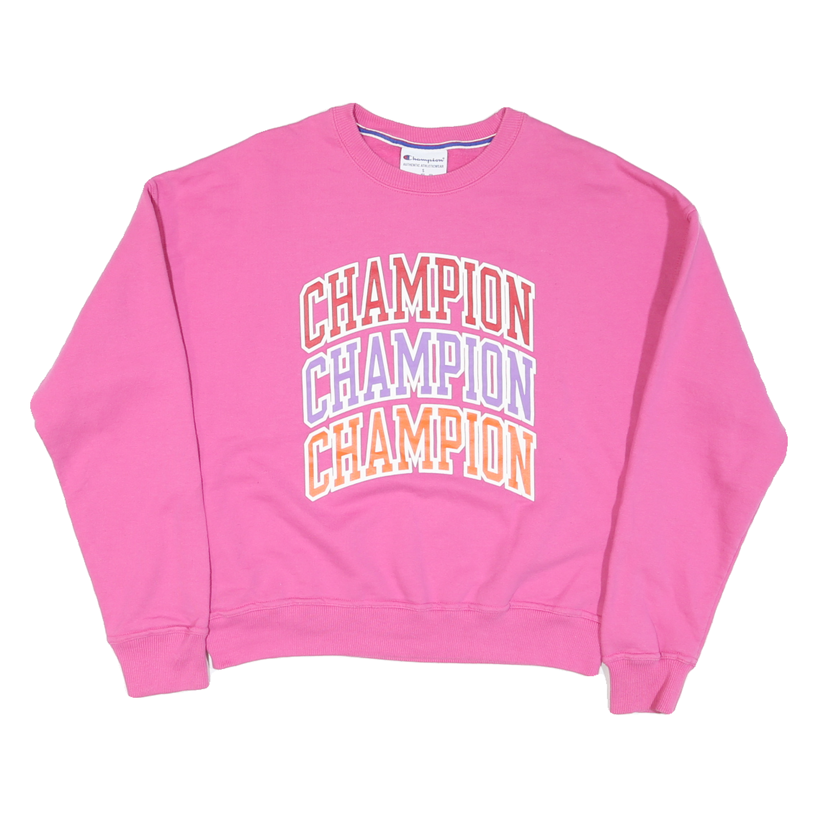 CHAMPION Womens Pink Crew Neck S Cotton Blend Sweatshirt Casual Pullover Refurbished - N/A refurbished available on Cerqular