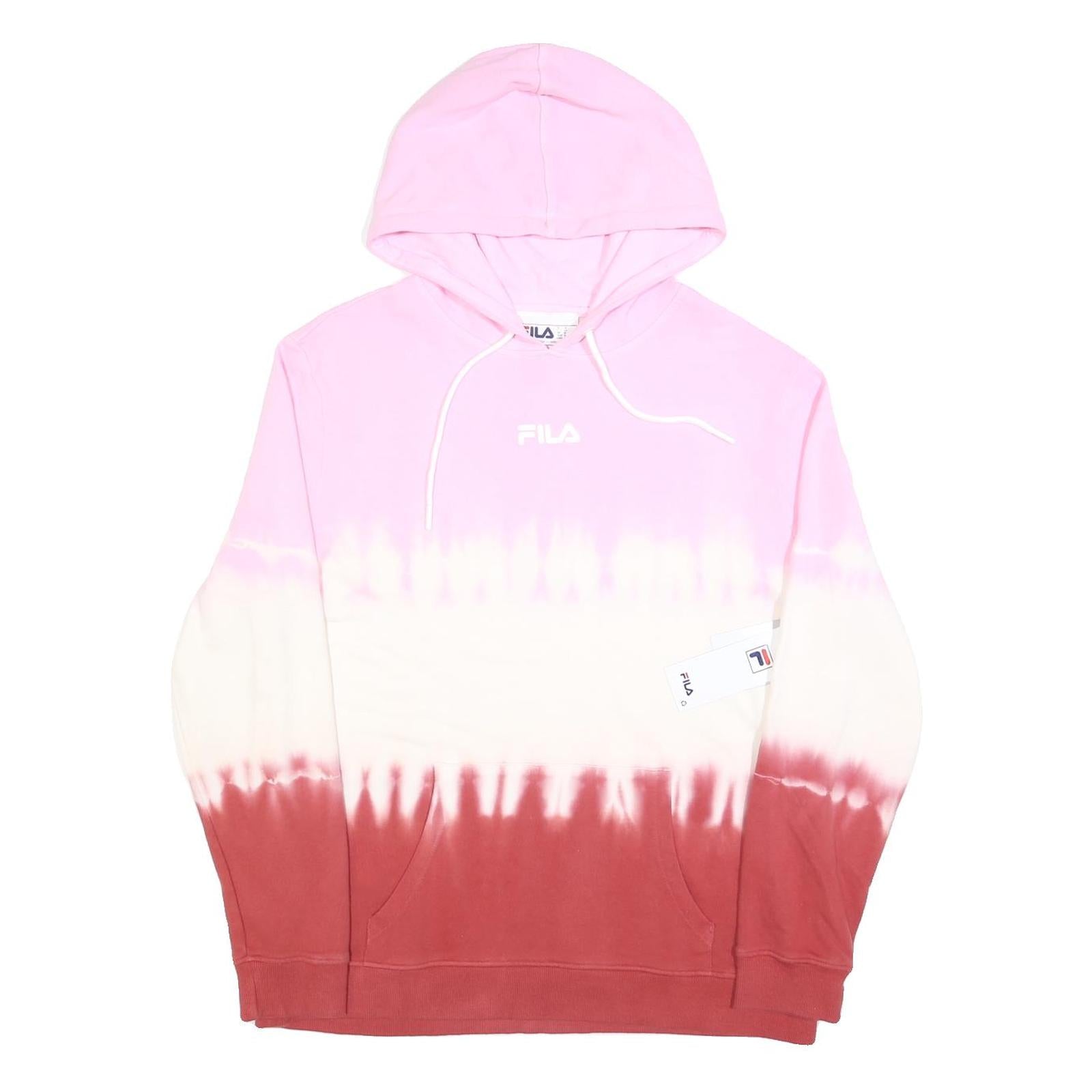 FILA Mens Pink & Burgundy Tie Dye Pullover Hoodie M Cotton Blend Casual Refurbished - N/A refurbished available on Cerqular