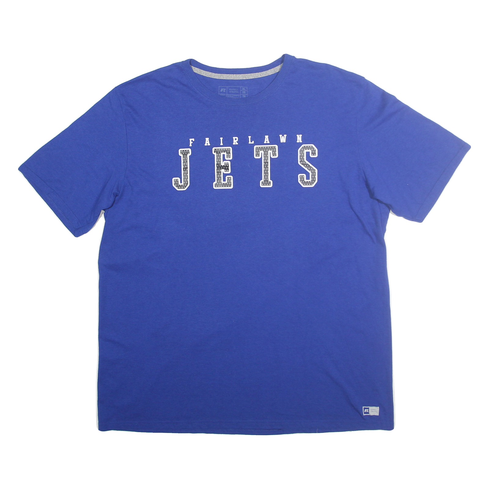 RUSSELL ATHLETIC Mens Blue Fairlawn Jets Graphic T-Shirt XL Short Sleeve Crew Refurbished - N/A refurbished available on Cerqular