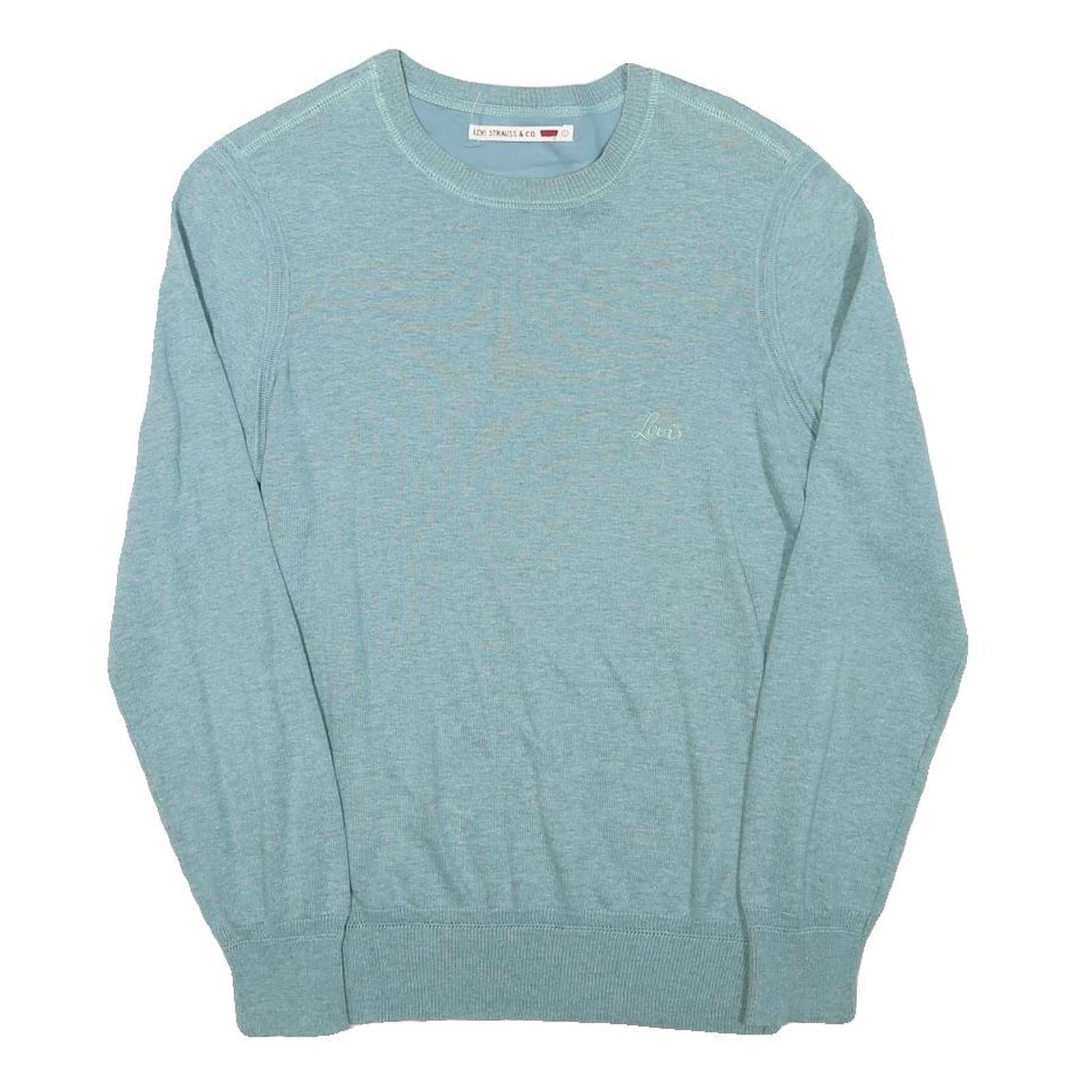 LEVI'S Mens Blue Plain Cotton Blend Regular Fit Crew Neck Jumper S Casual Refurbished - N/A refurbished available on Cerqular