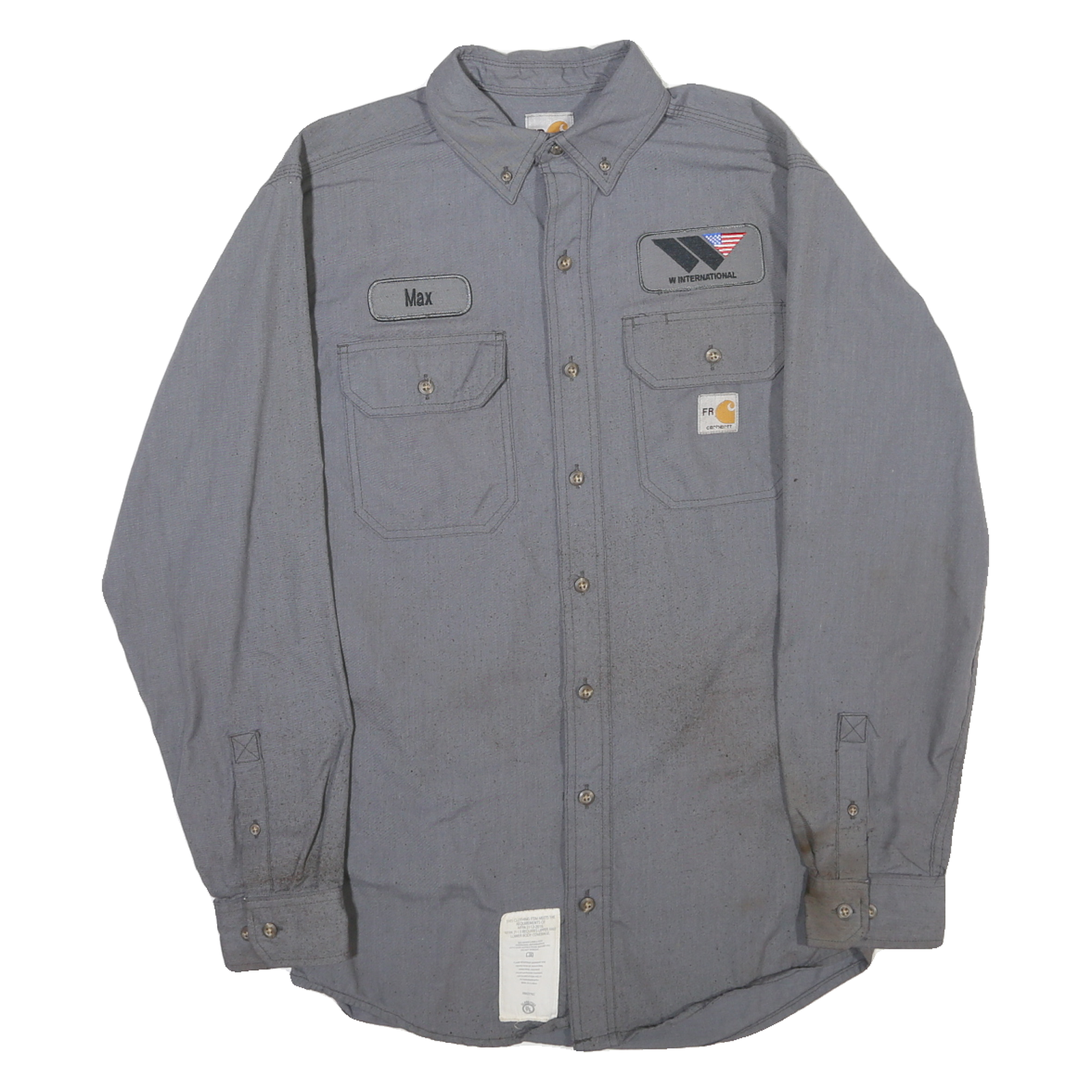 CARHARTT Mens Grey Plain Work Shirt S Button-Down Collar Long Sleeve Durable Refurbished - N/A refurbished available on Cerqular