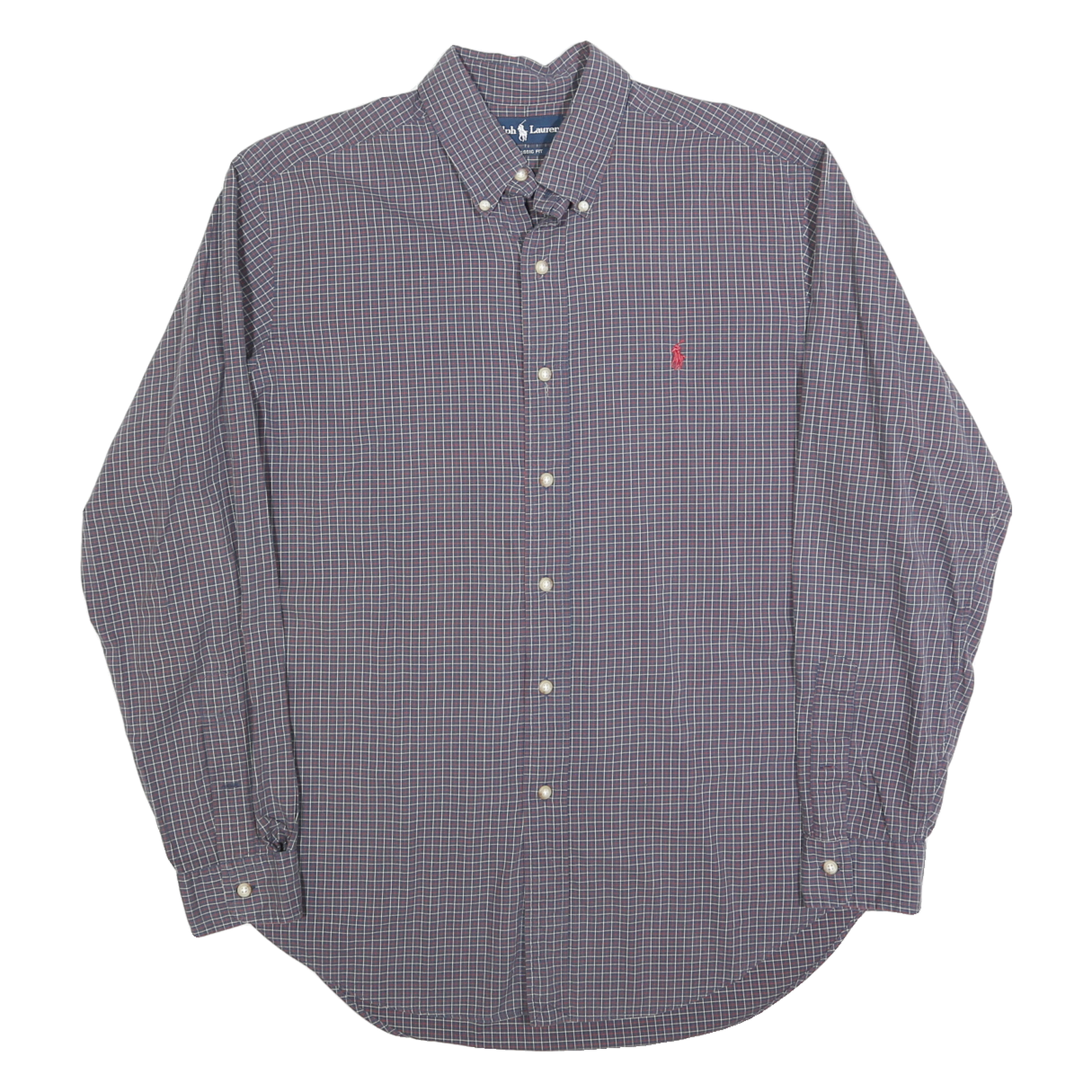 RALPH LAUREN Mens Maroon & Blue Checked Shirt L Button-Down Casual Weekend Refurbished - N/A refurbished available on Cerqular