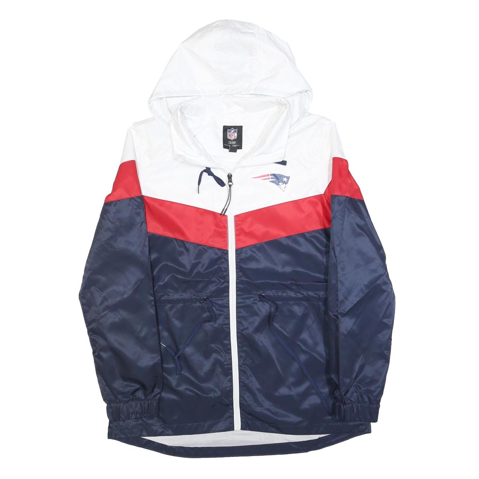 NFL Womens White Red & Blue Hooded Zip Polyester Bomber Jacket M Sportswear Refurbished - N/A refurbished available on Cerqular