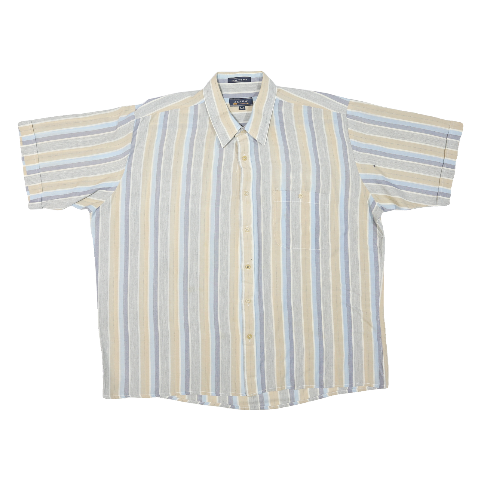 Buy ARROW Mens Blue & Beige Striped Cotton Blend Shirt XL Cool Weave Classic Refurbished - $19.49 ARROW Mens Blue & Beige Striped Cotton Blend Shirt XL Cool Weave Classic Refurbished - N/A refurbished available on Cerqular