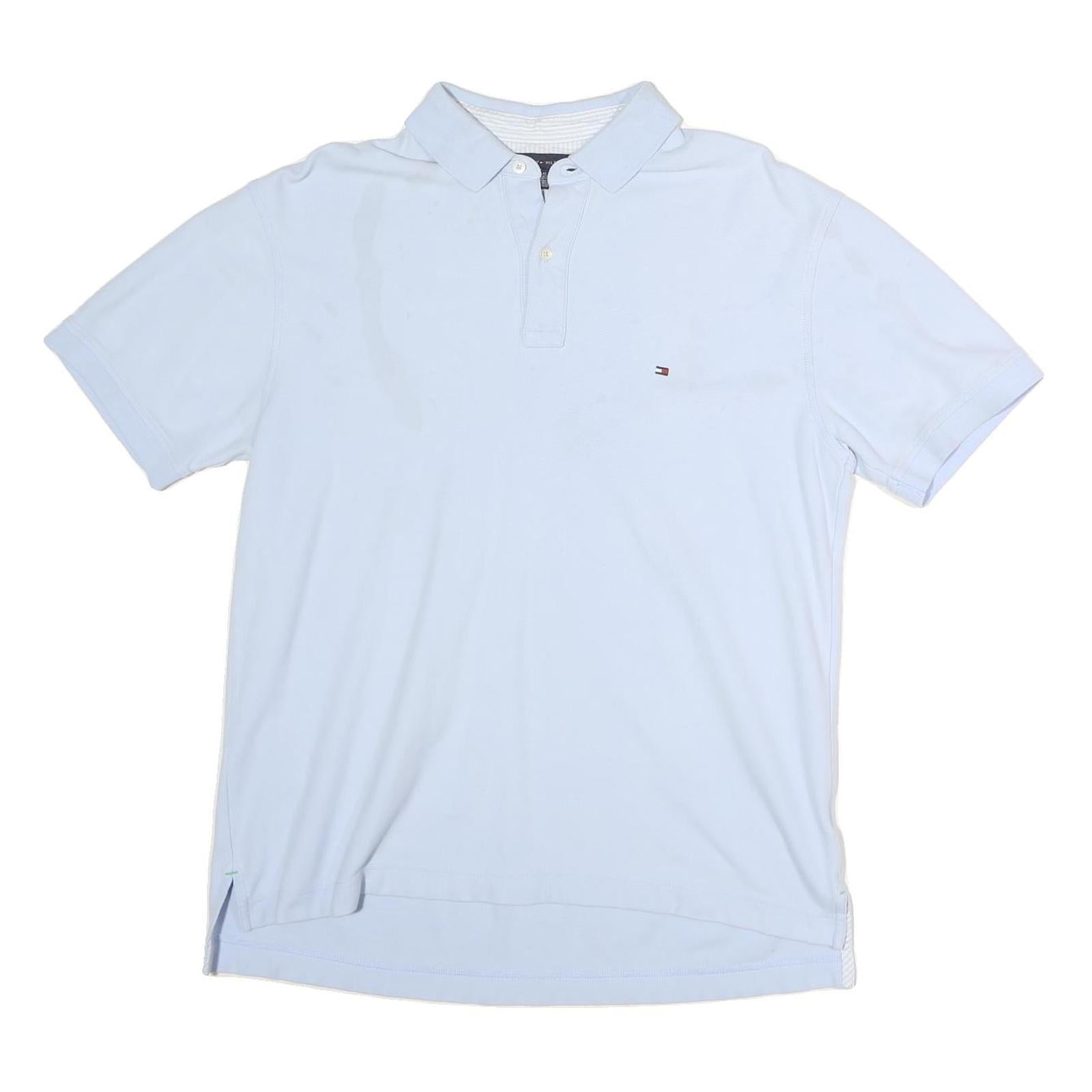 TOMMY HILFIGER Mens White Short Sleeve Plain Polo Shirt L Cotton Casual Summer Refurbished - N/A refurbished available on Cerqular