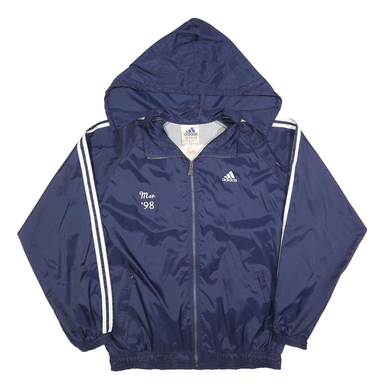 ADIDAS Mens Navy Blue Jacket L Polyester Blend Track Hooded Zip Athletic Refurbished - N/A refurbished available on Cerqular