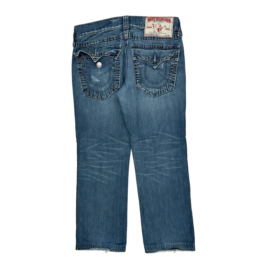 True Religion Jeans - 34W 30L Blue Cotton Refurbished - Thrifted (note: this is a term often used to describe second- refurbished available on Cerqular