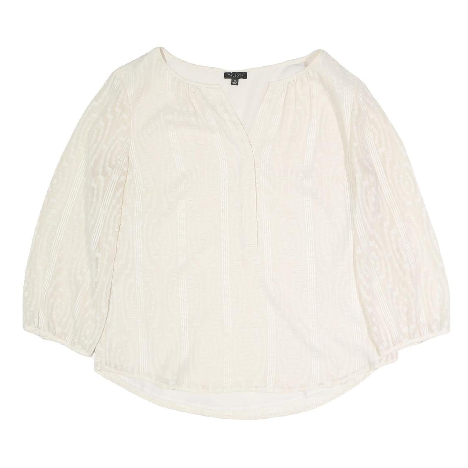 Buy TALBOTS Womens Cream Cotton Blend Printed Blouse 3/4 Sleeve Round Neck M Light Refurbished - $25.99 TALBOTS Womens Cream Cotton Blend Printed Blouse 3/4 Sleeve Round Neck M Light Refurbished - N/A refurbished available on Cerqular