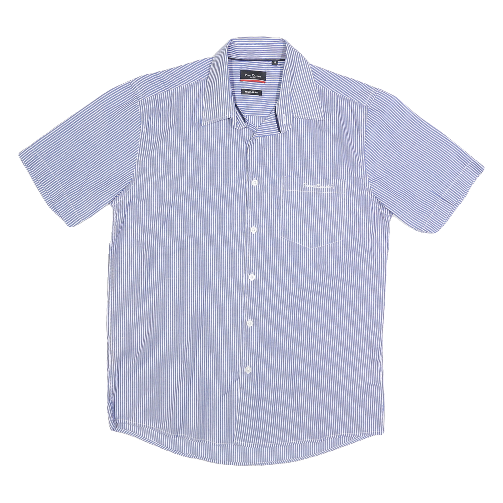 PIERRE CARDIN Mens Blue Striped Shirt M Cotton Blend Regular Fit Casual Summer Refurbished - N/A refurbished available on Cerqular