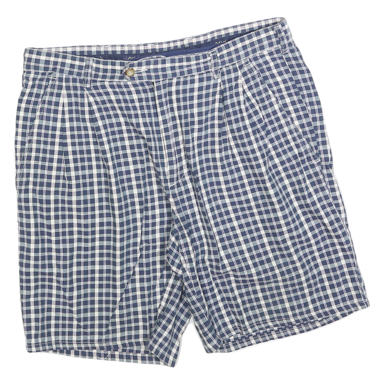 LETS GO Mens Shorts Blue & White Check L W34 Casual Cotton Blend Classic Fit Refurbished - N/A refurbished available on Cerqular