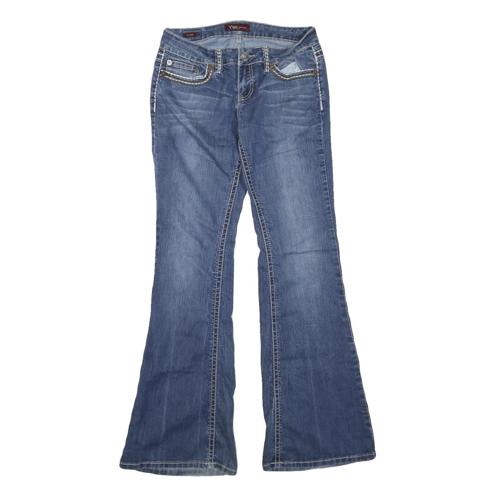 YMI Womens Blue Regular Flared Denim Medium W32 L34 Stylish Cotton Blend Zip Refurbished - N/A refurbished available on Cerqular