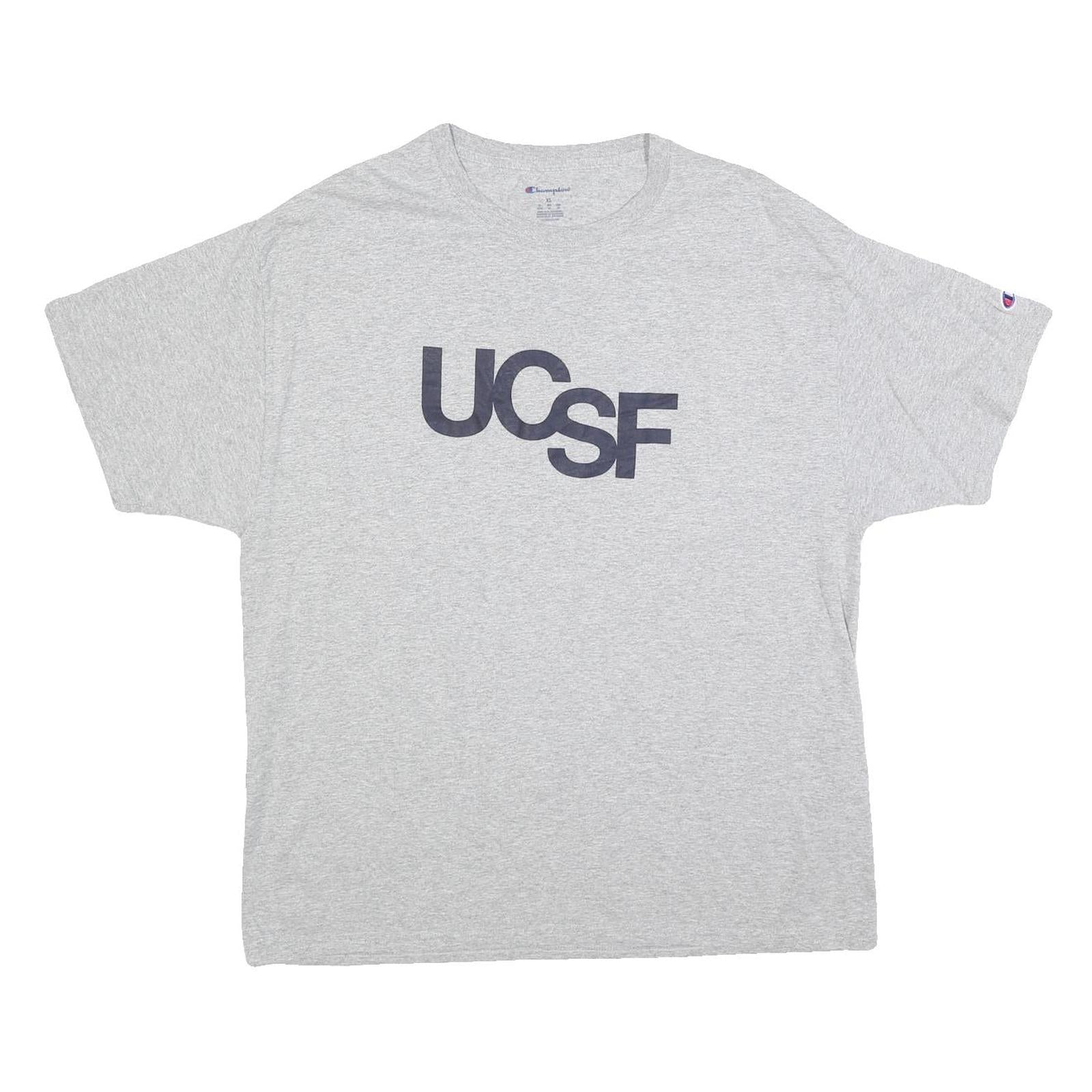CHAMPION Mens Grey UCSF Graphic T-Shirt XL Short Sleeve Crew Neck Cotton Blend Refurbished - N/A refurbished available on Cerqular