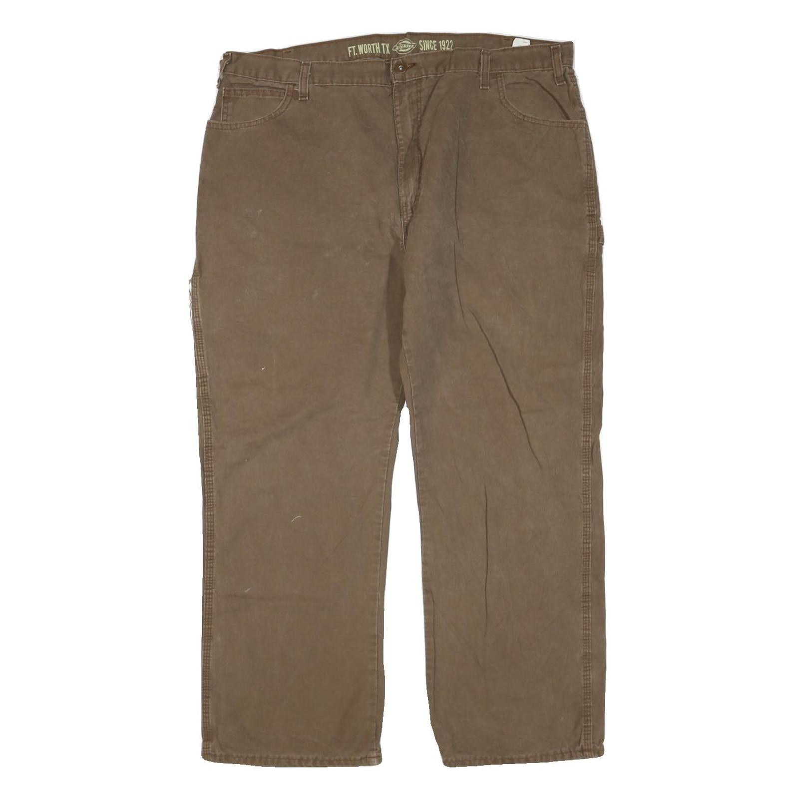 DICKIES Mens Regular Fit Jeans Brown Cotton Blend W40 L30 Workwear Zip Closure Refurbished - N/A refurbished available on Cerqular