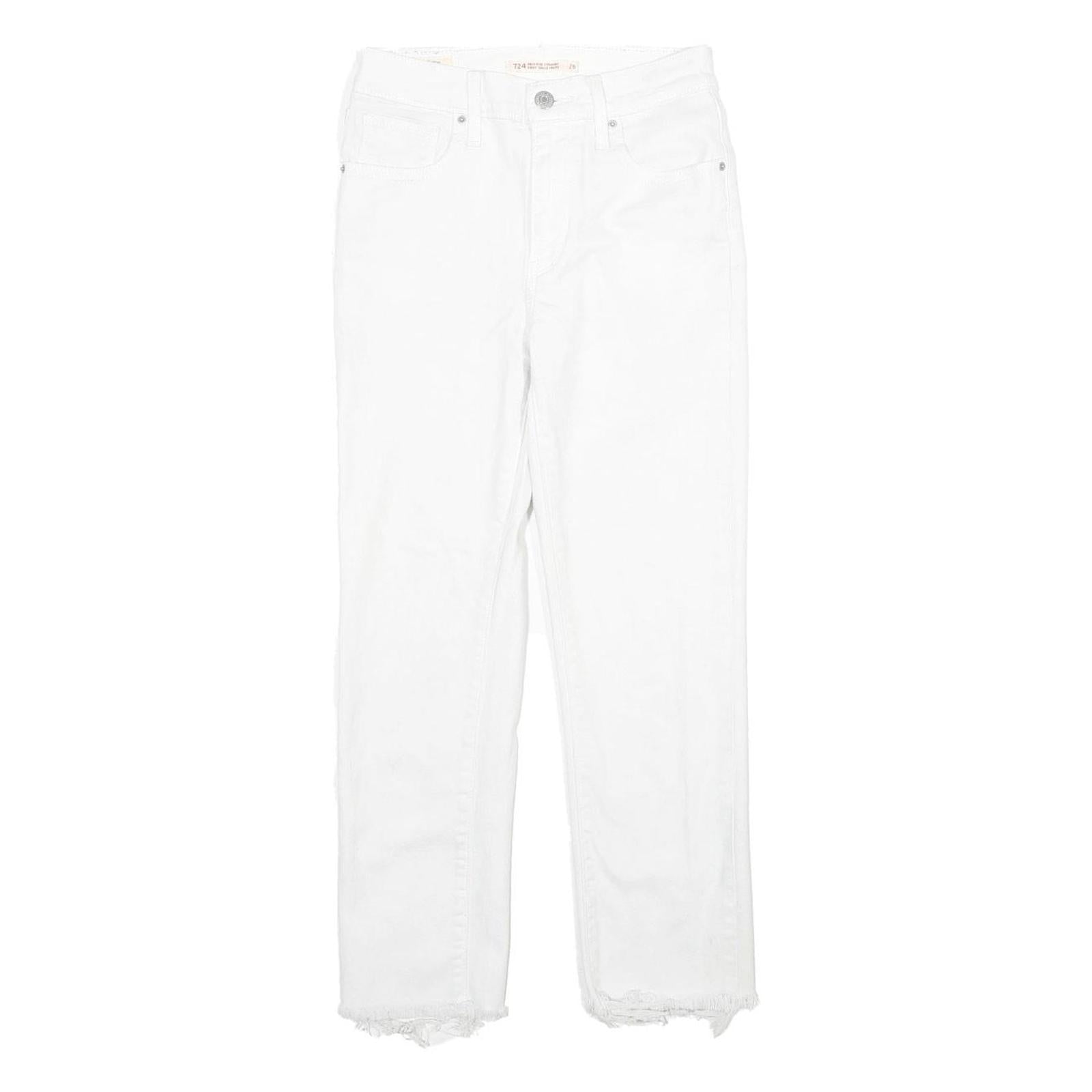 LEVI'S 724 High Rise Straight Womens White Regular Denim Raw W26 L24 Frayed Hem Refurbished - N/A refurbished available on Cerqular